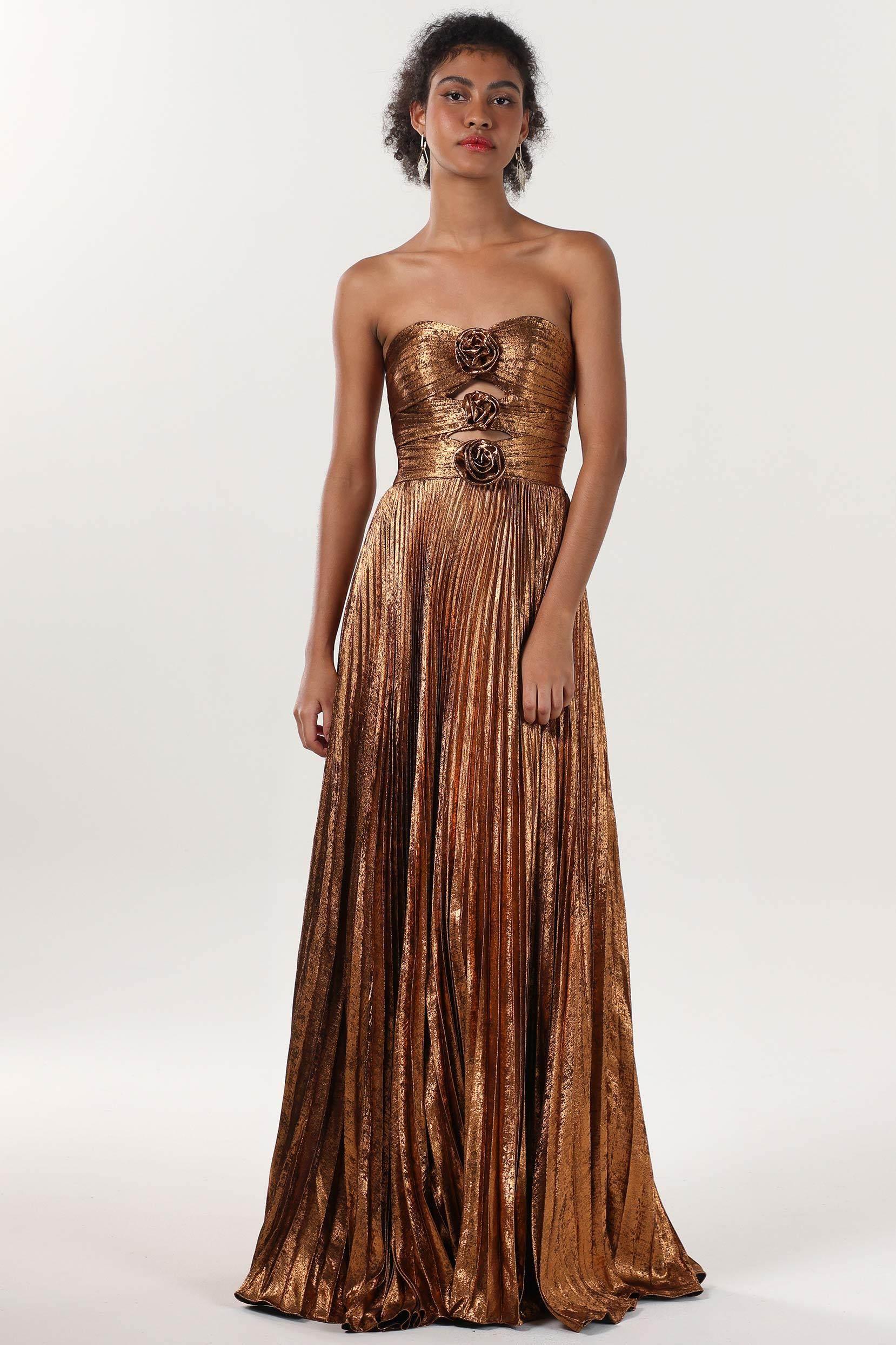 A-Line Maxi Metallic Formal Dress CS0656