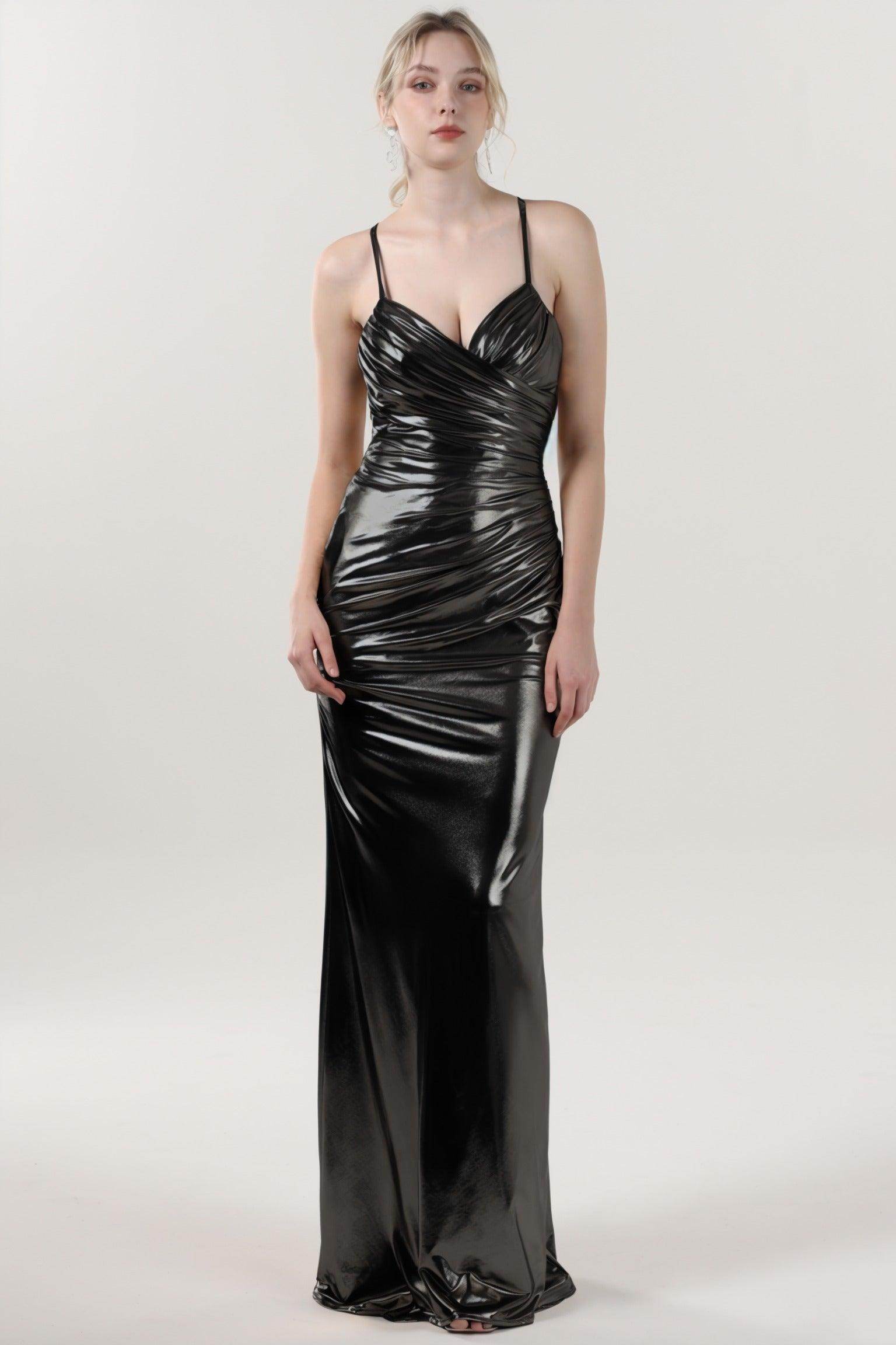 Sheath-Column Maxi Metallic Formal Dress CS0657