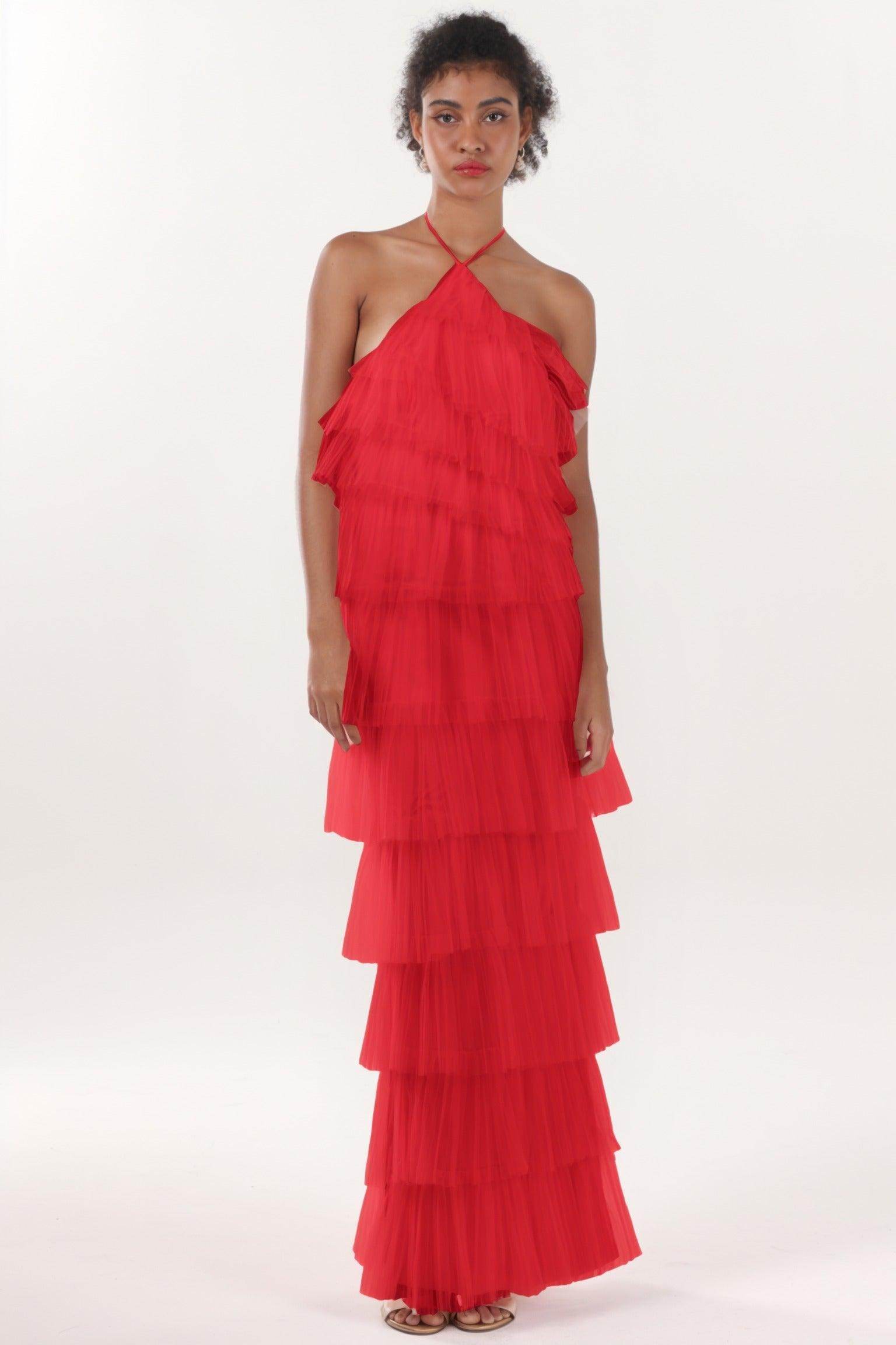 Sheath-Column Maxi Tulle Formal Dress CS0659