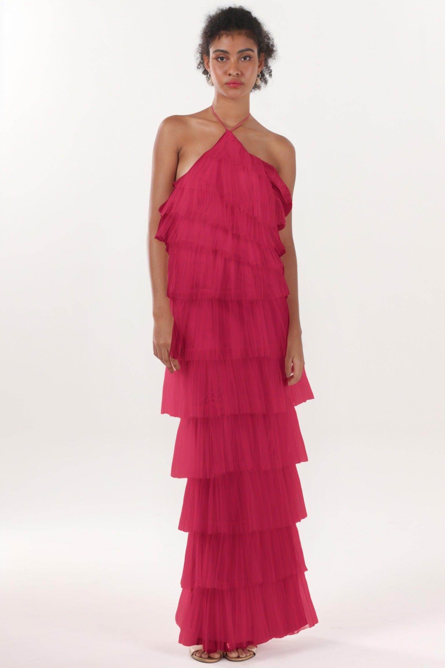 Sheath-Column Maxi Tulle Formal Dress CS0659