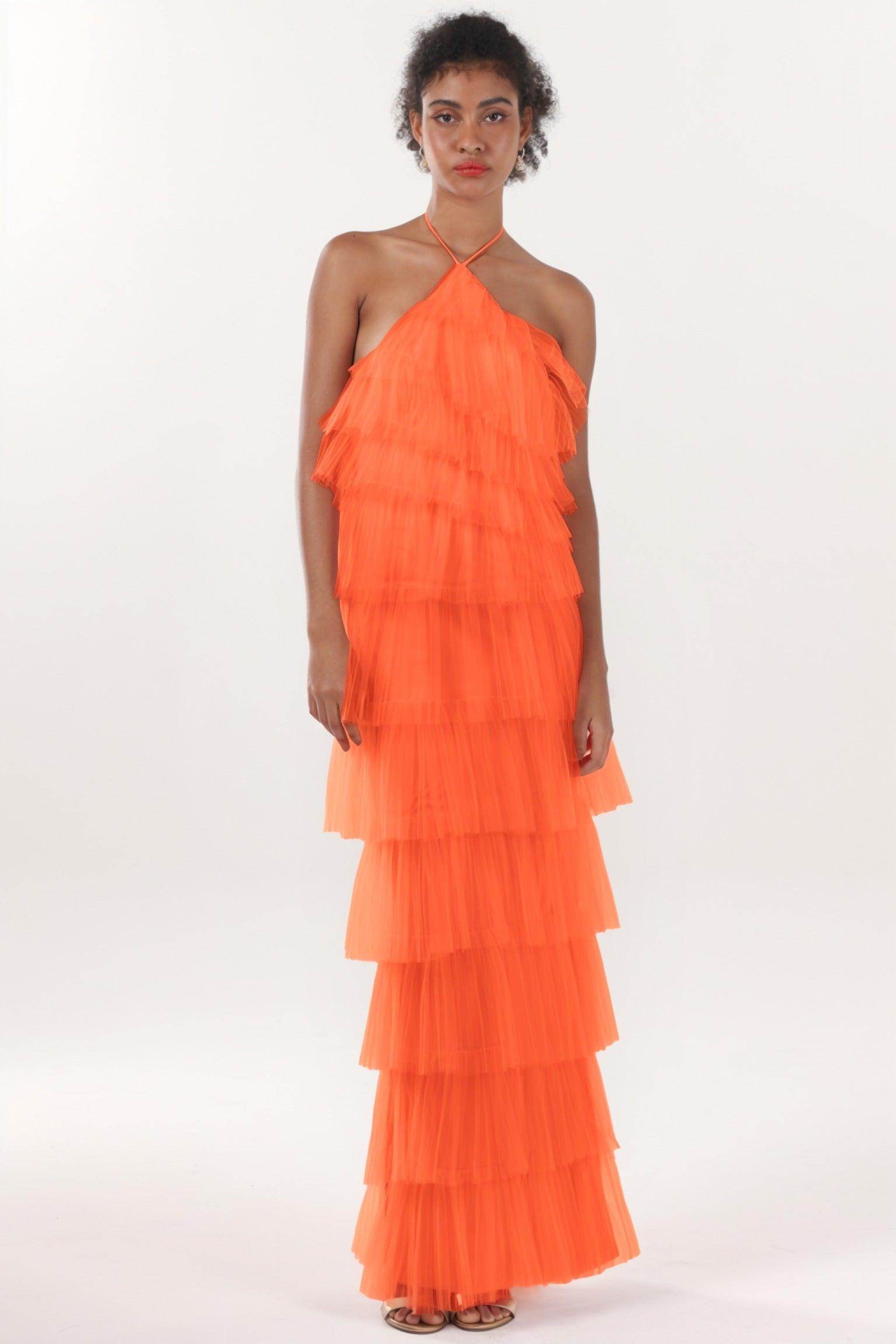 Sheath-Column Maxi Tulle Formal Dress CS0659