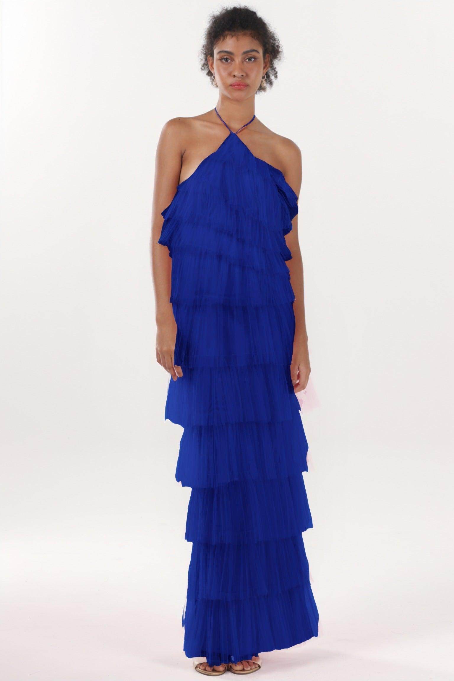 Sheath-Column Maxi Tulle Formal Dress CS0659