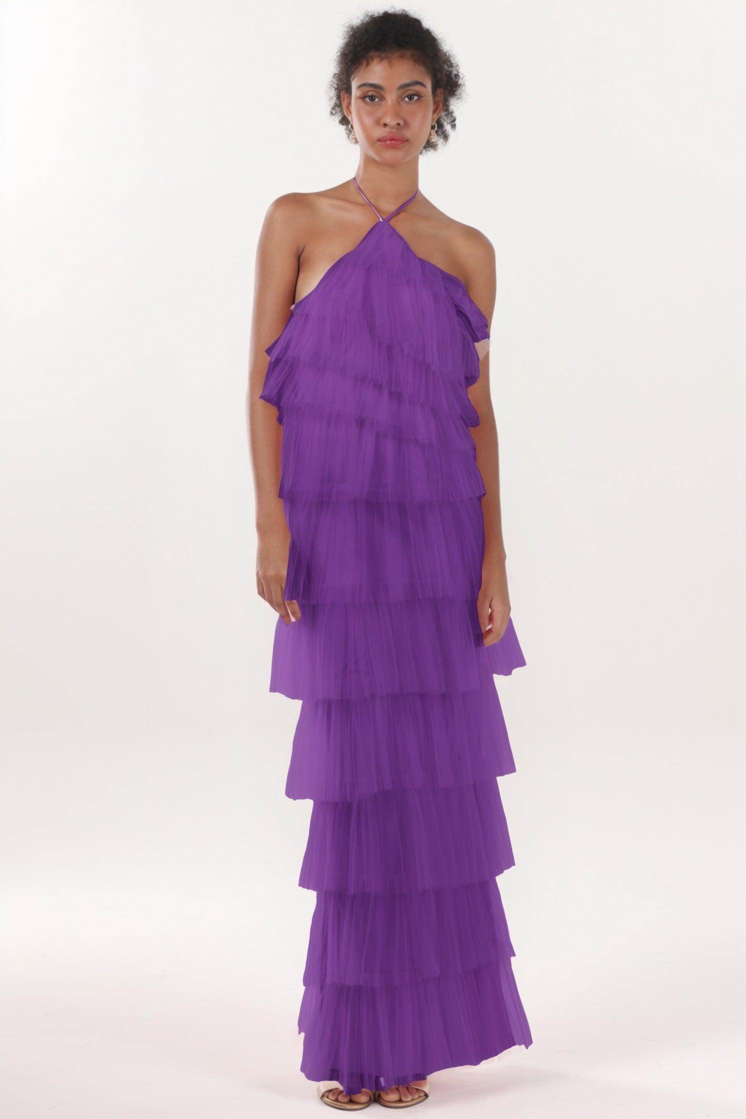 Sheath-Column Maxi Tulle Formal Dress CS0659