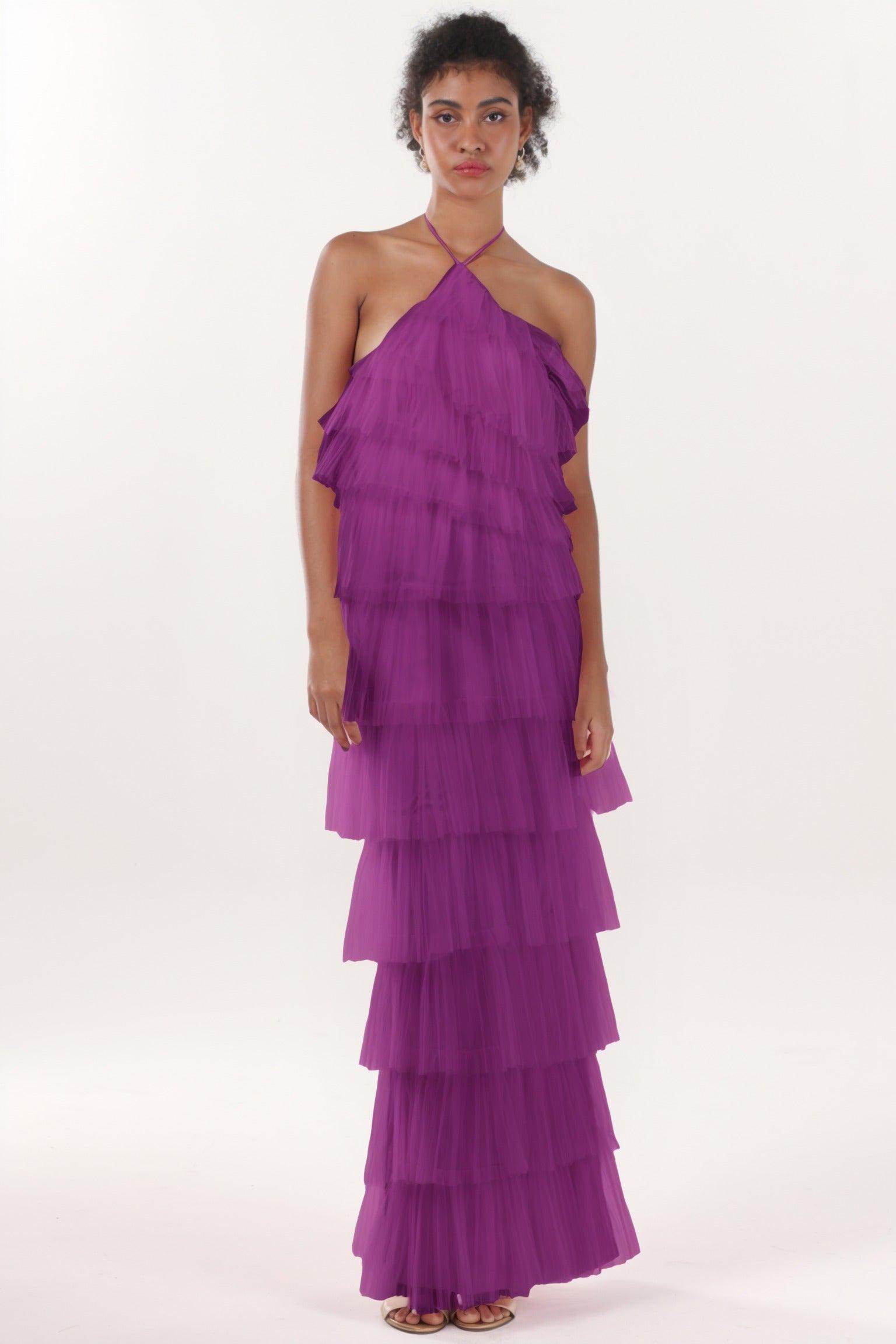 Sheath-Column Maxi Tulle Formal Dress CS0659