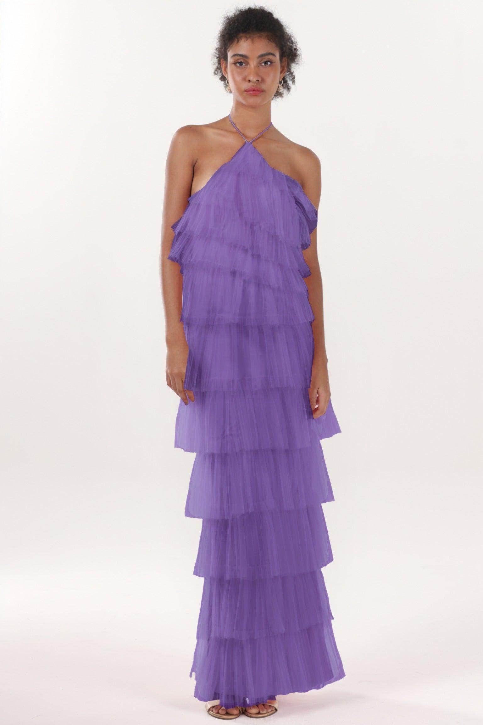 Sheath-Column Maxi Tulle Formal Dress CS0659