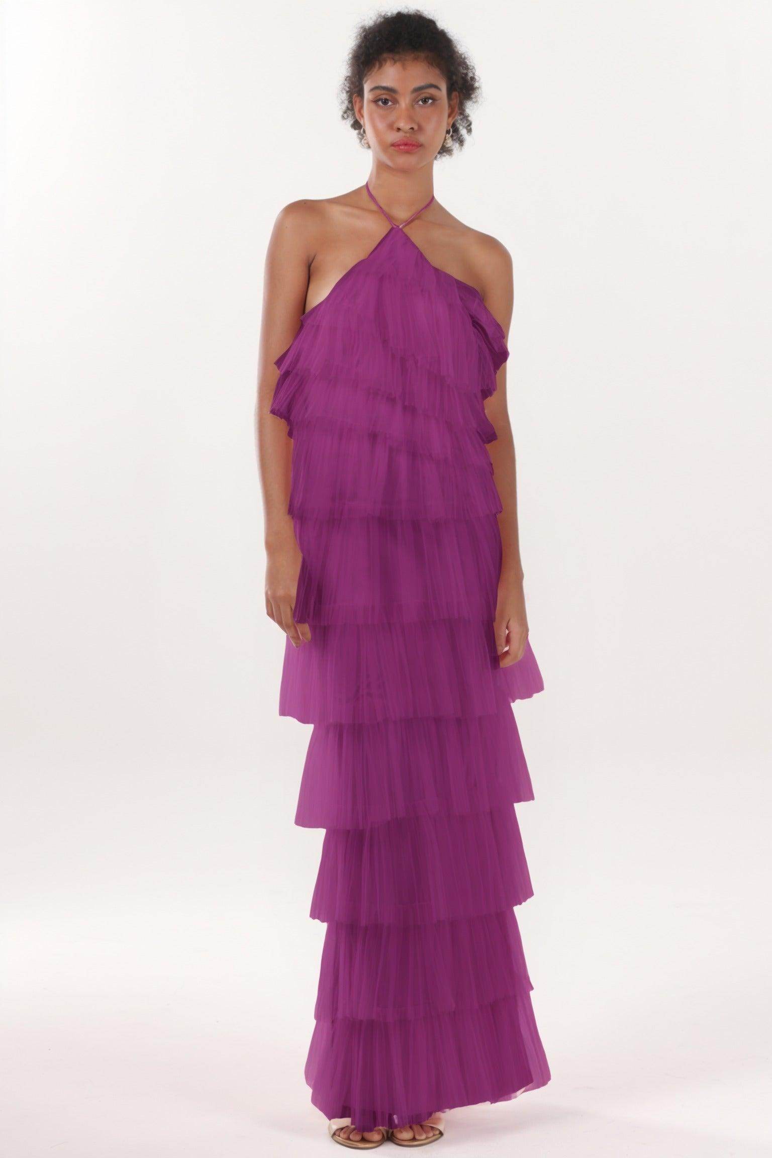 Sheath-Column Maxi Tulle Formal Dress CS0659