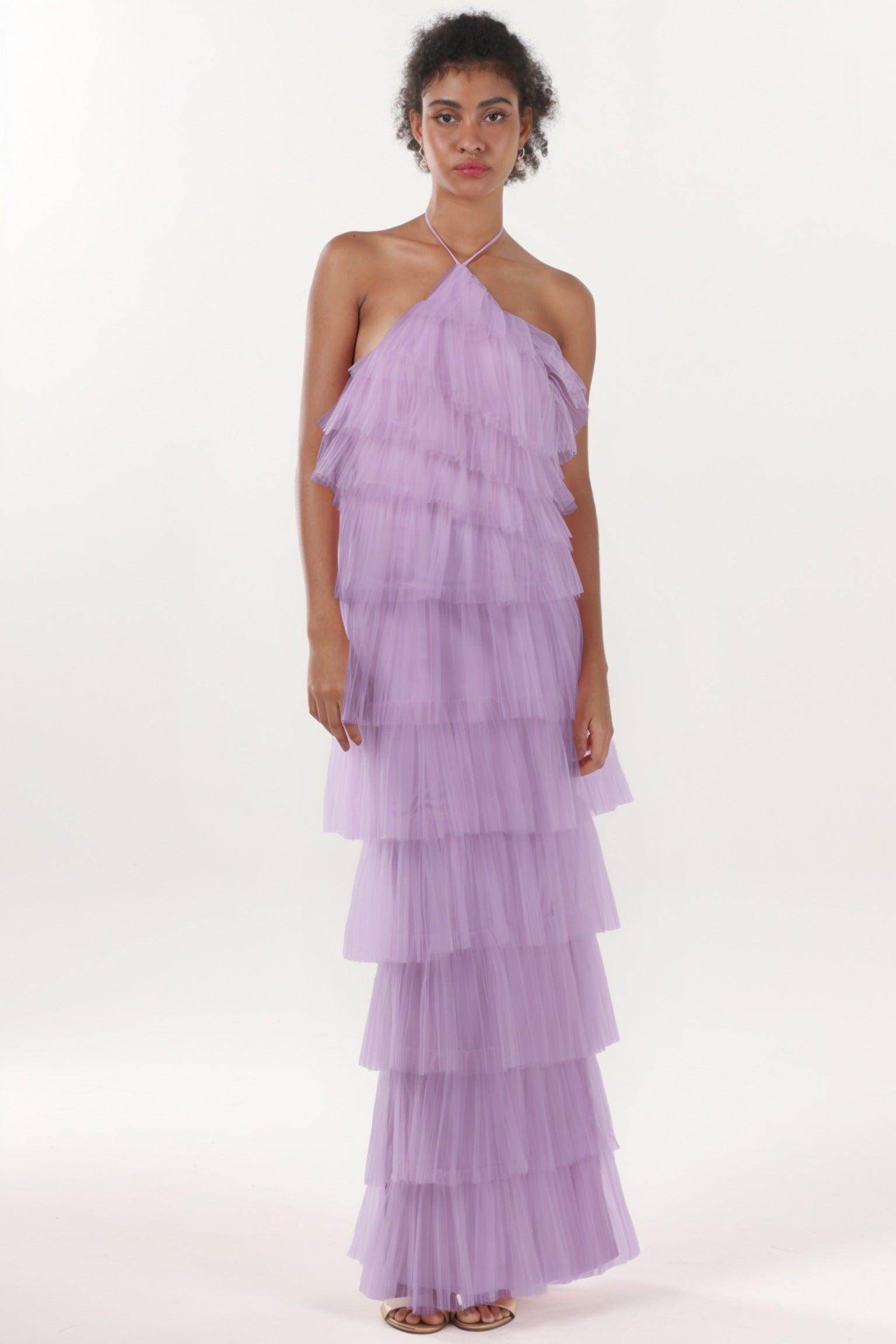 Sheath-Column Maxi Tulle Formal Dress CS0659