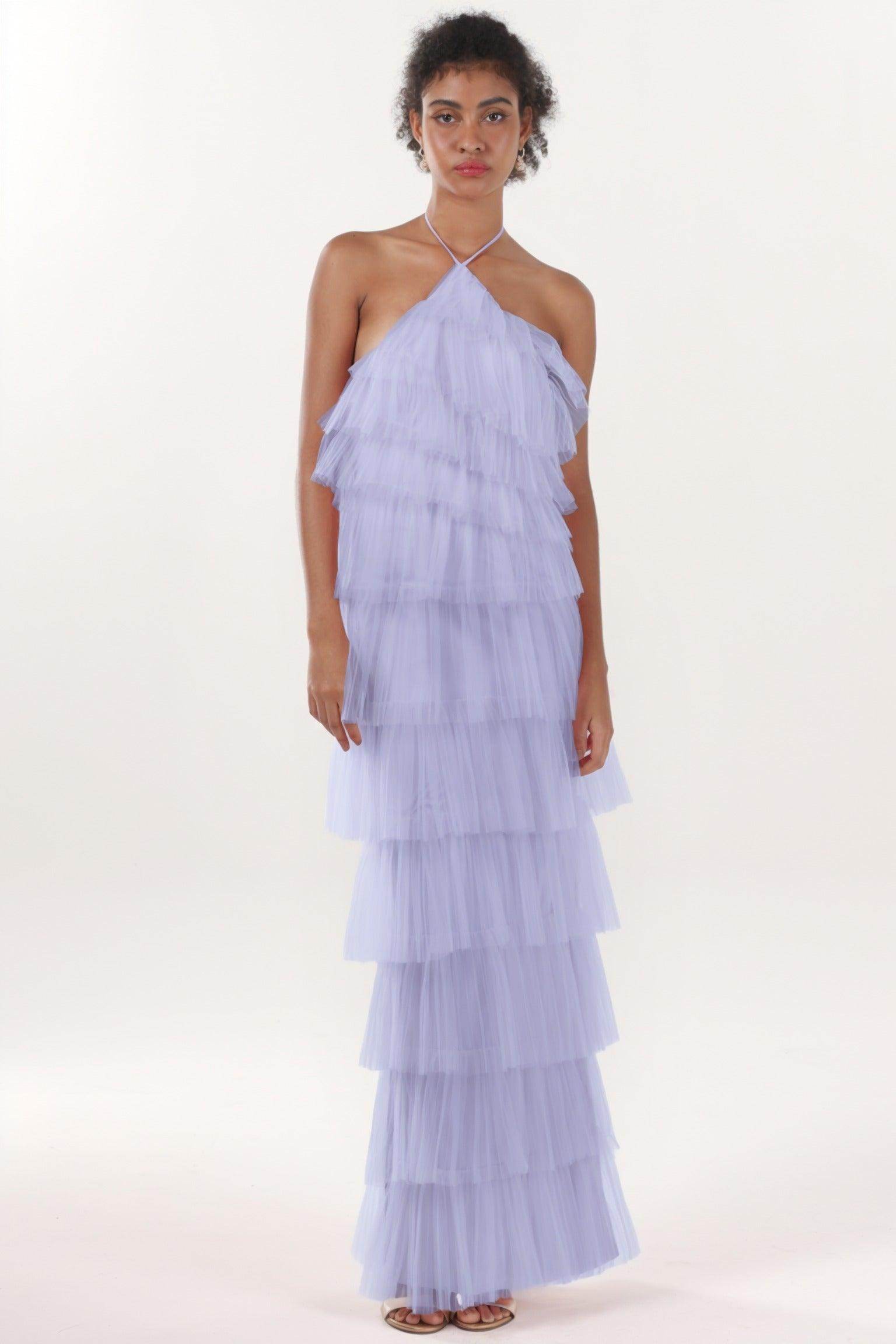 Sheath-Column Maxi Tulle Formal Dress CS0659