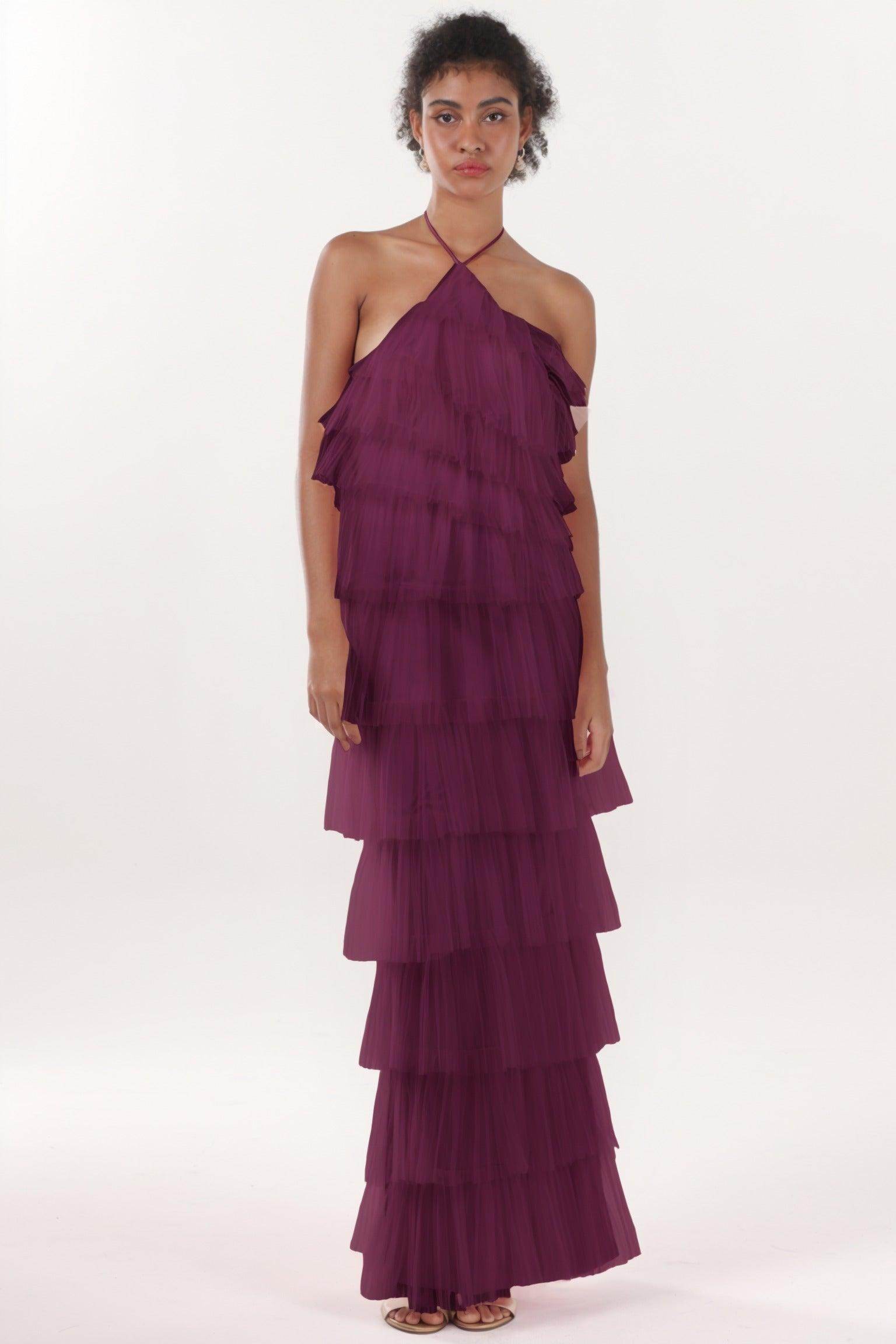 Sheath-Column Maxi Tulle Formal Dress CS0659
