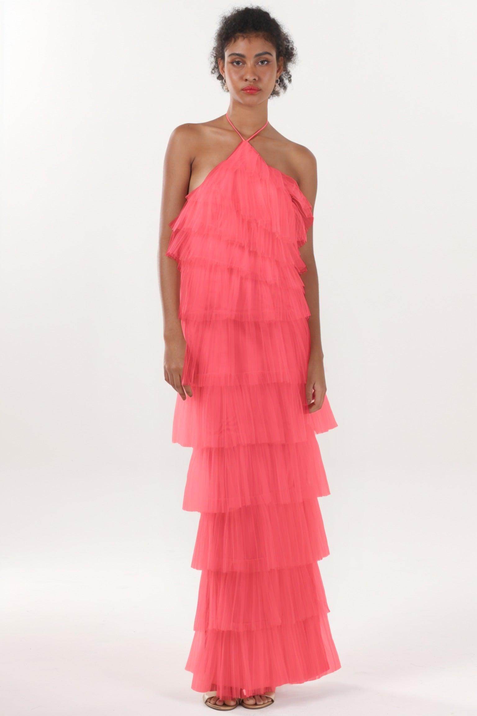 Sheath-Column Maxi Tulle Formal Dress CS0659
