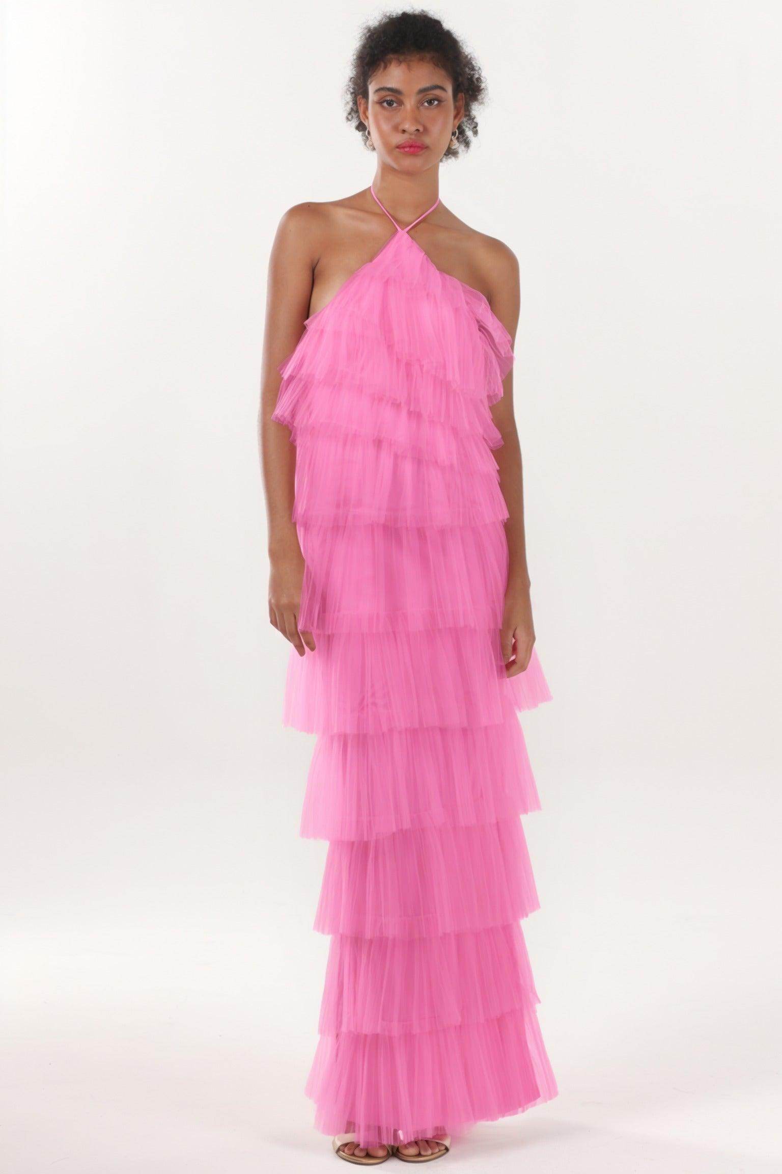 Sheath-Column Maxi Tulle Formal Dress CS0659