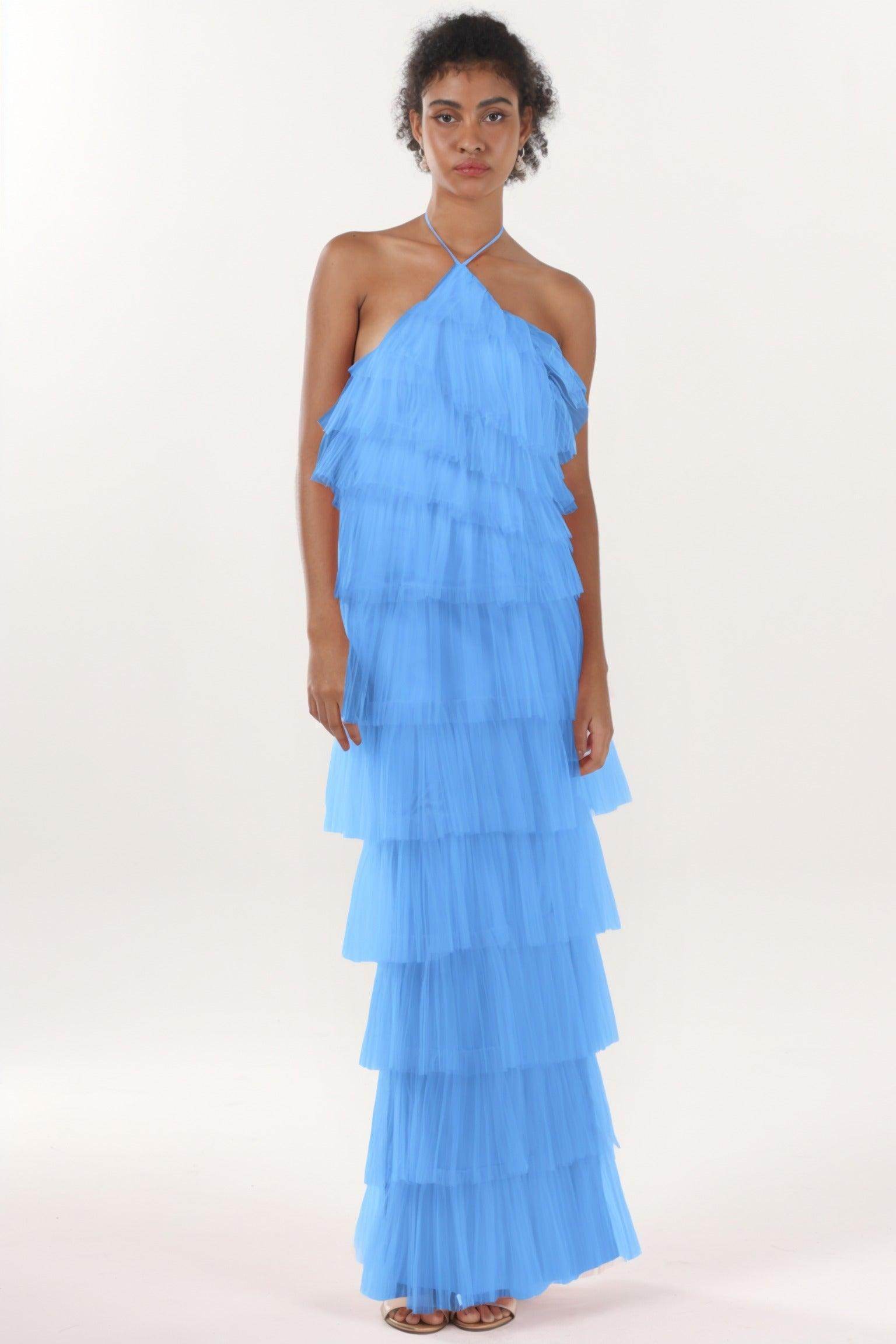 Sheath-Column Maxi Tulle Formal Dress CS0659