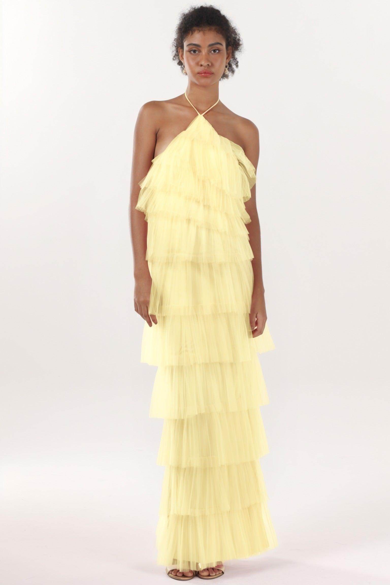 Sheath-Column Maxi Tulle Formal Dress CS0659