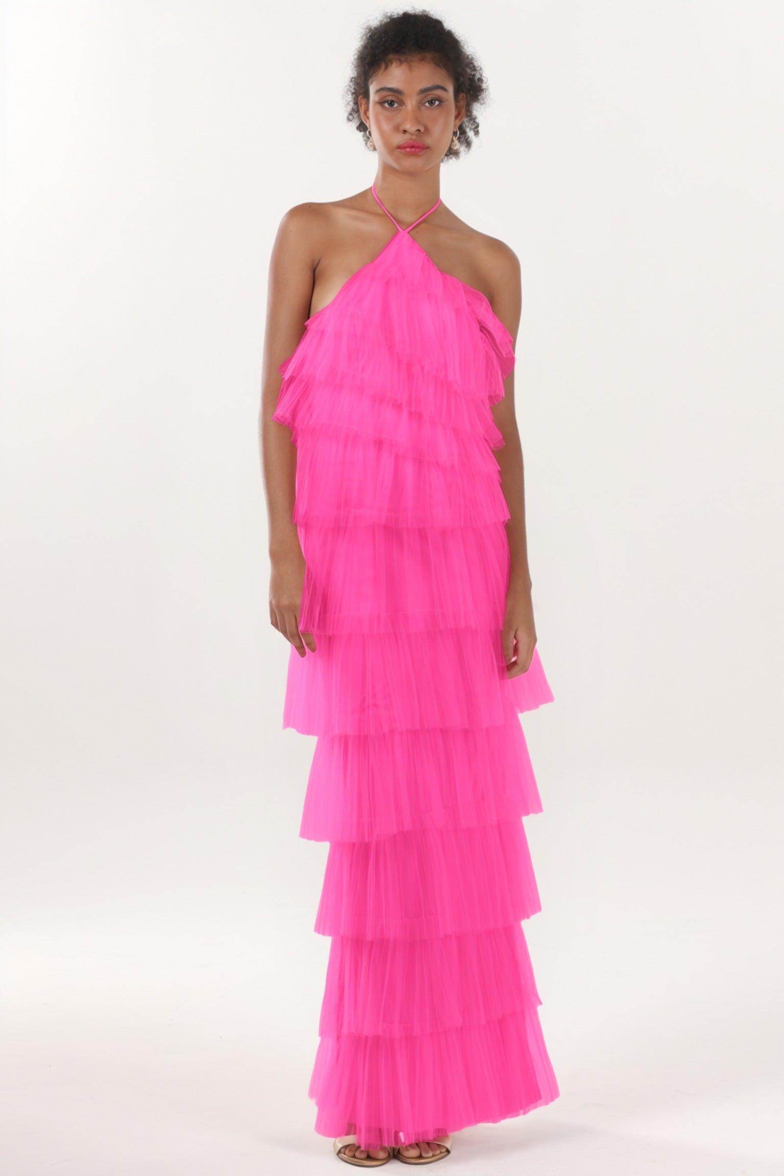Sheath-Column Maxi Tulle Formal Dress CS0659