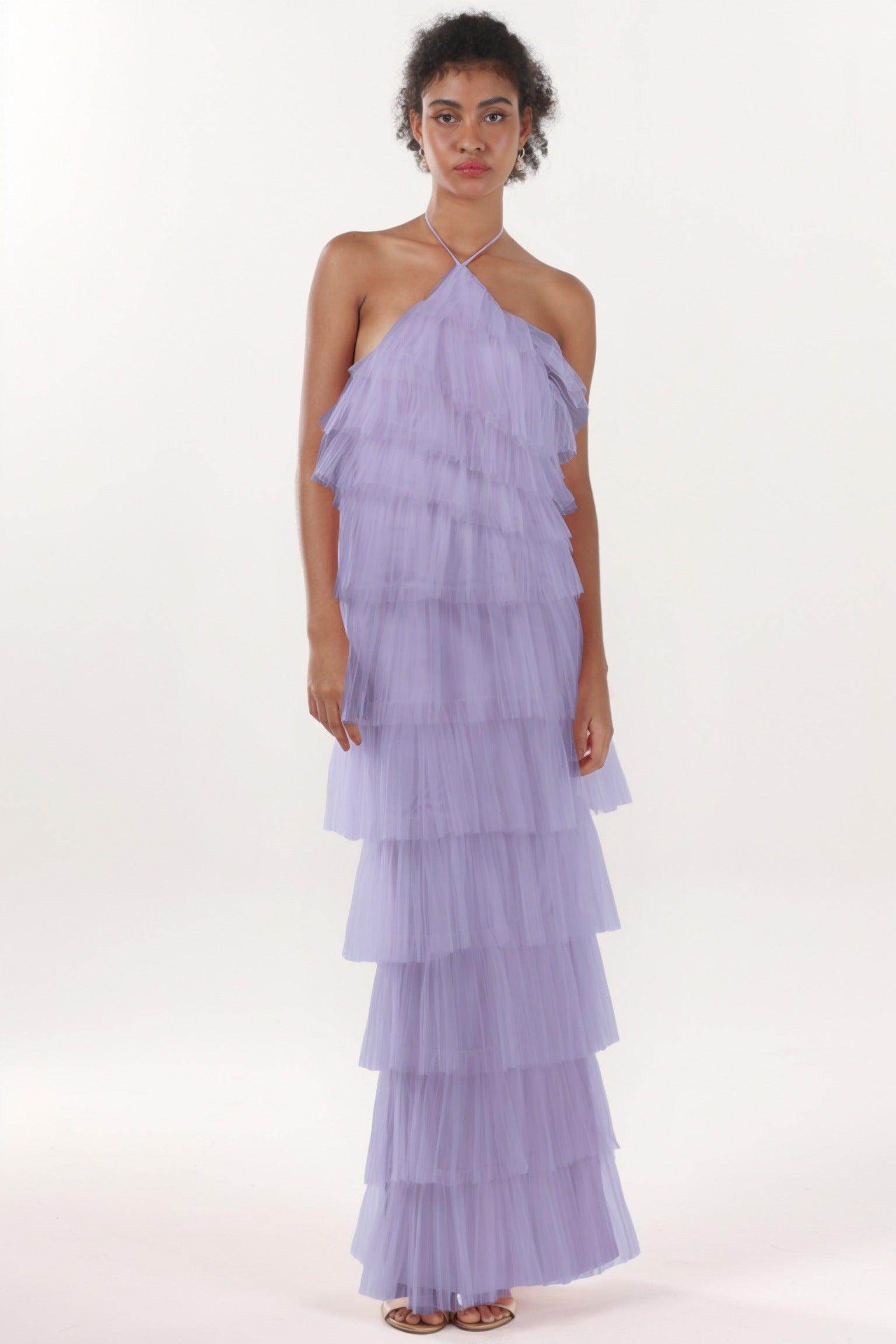 Sheath-Column Maxi Tulle Formal Dress CS0659
