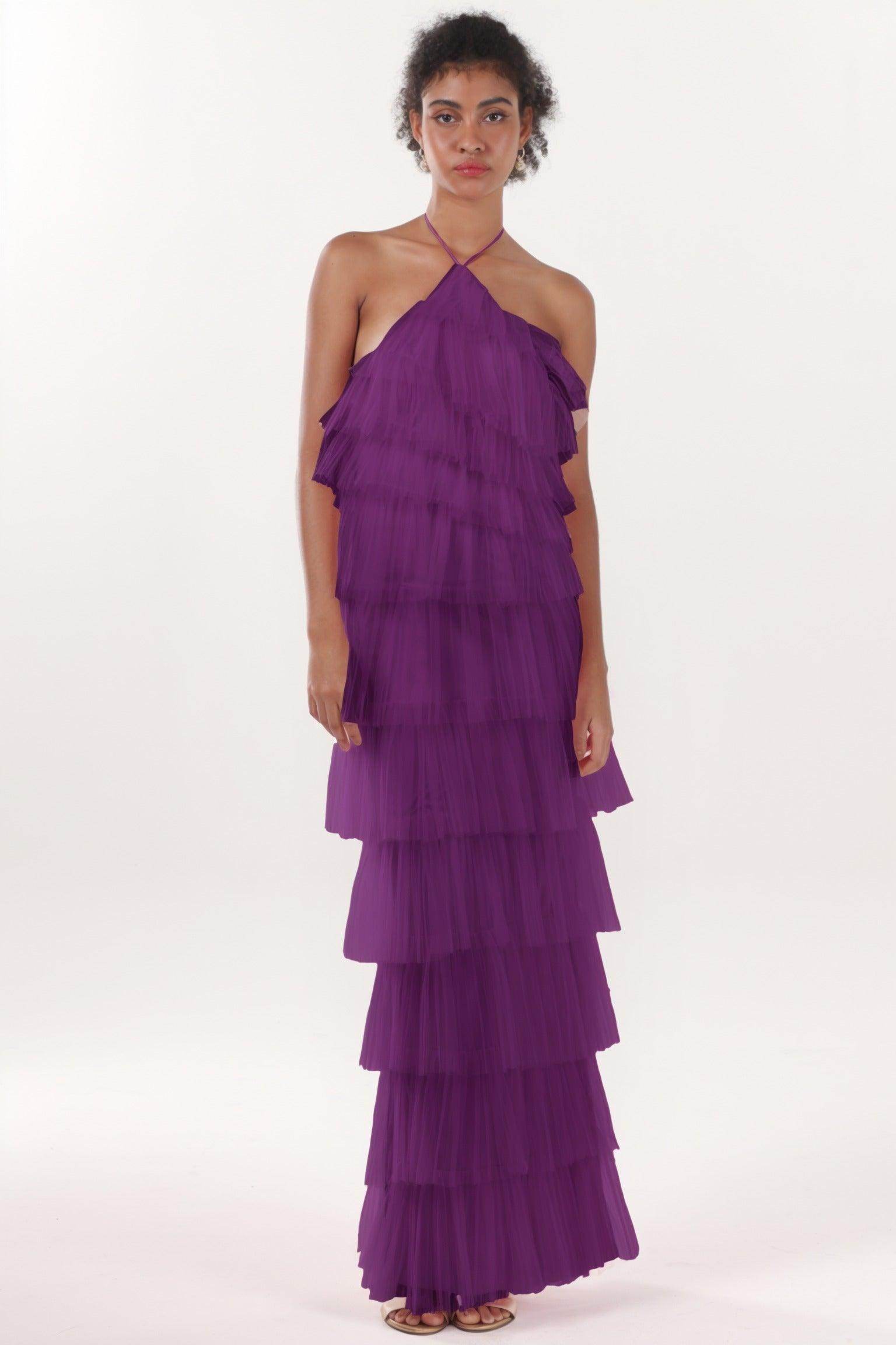 Sheath-Column Maxi Tulle Formal Dress CS0659
