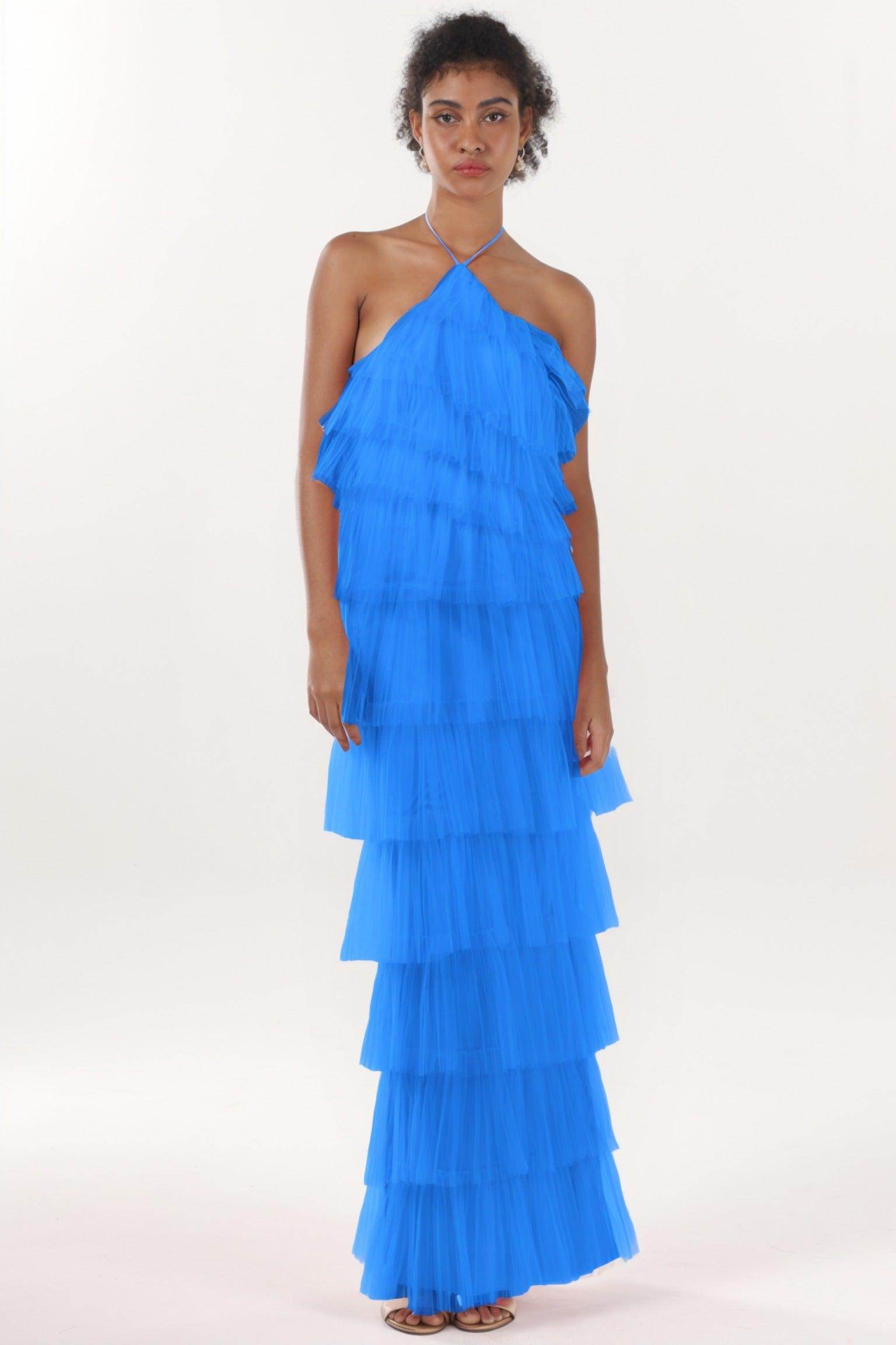 Sheath-Column Maxi Tulle Formal Dress CS0659