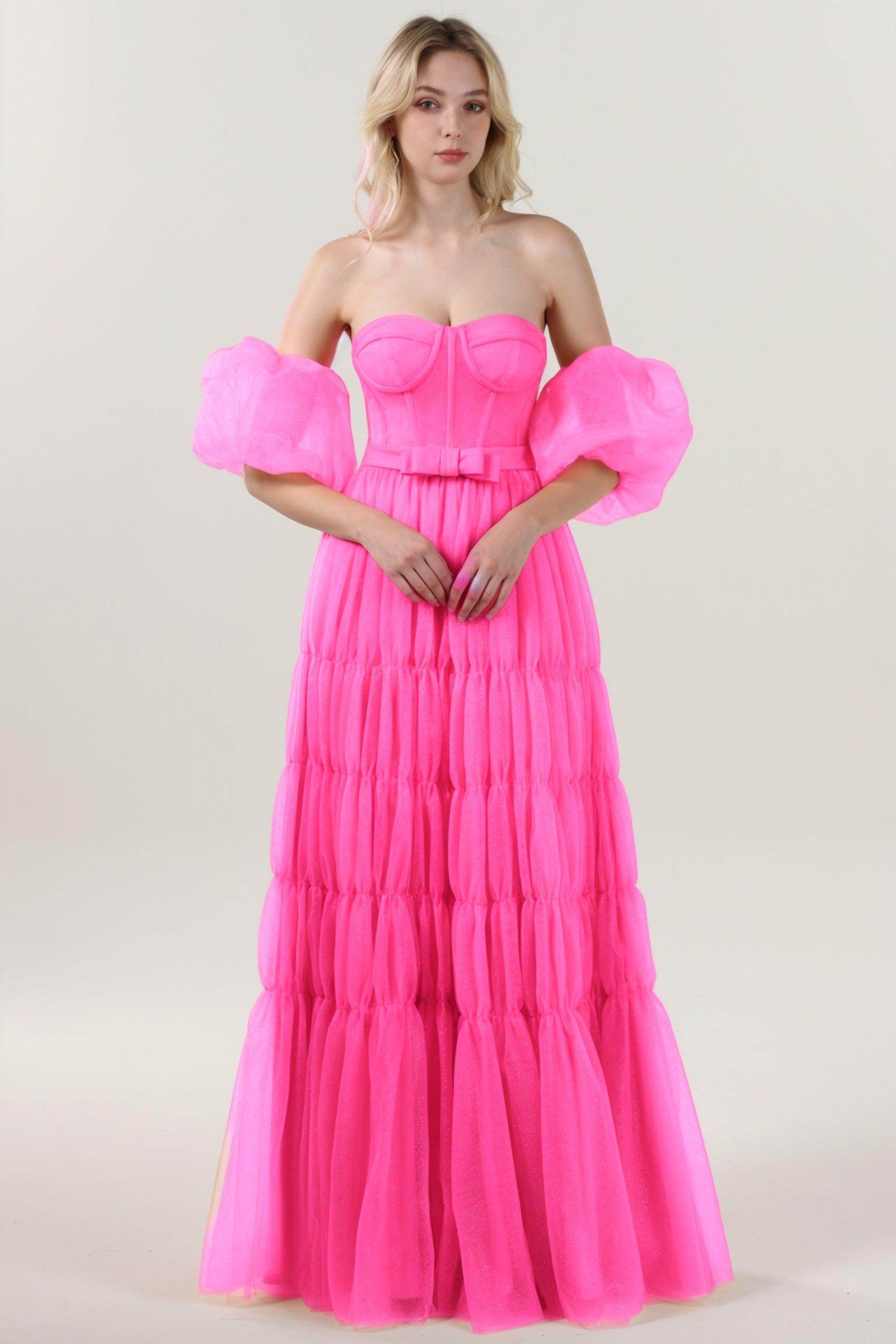 A-Line Maxi Tulle Formal Dress CS0661
