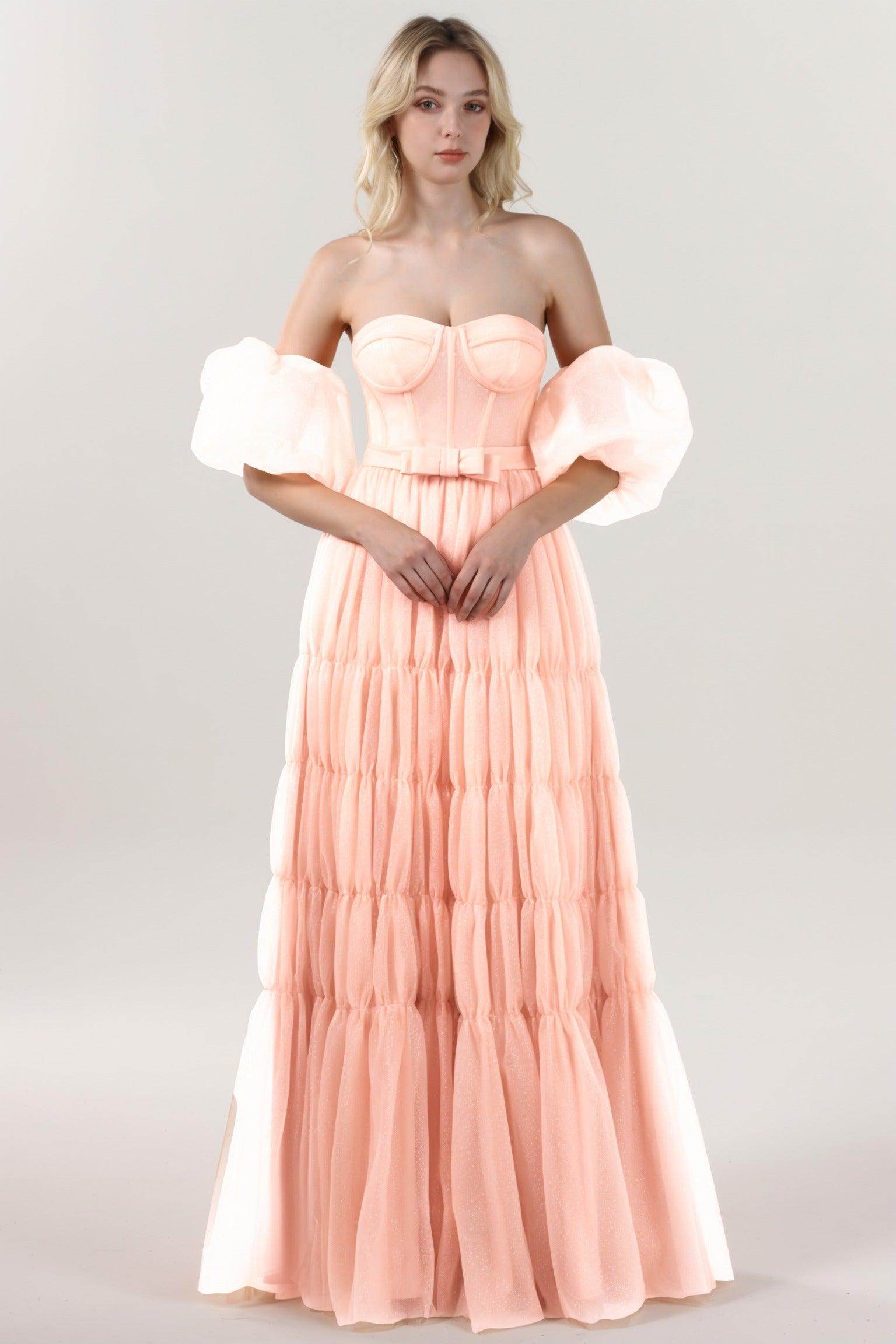A-Line Maxi Tulle Formal Dress CS0661