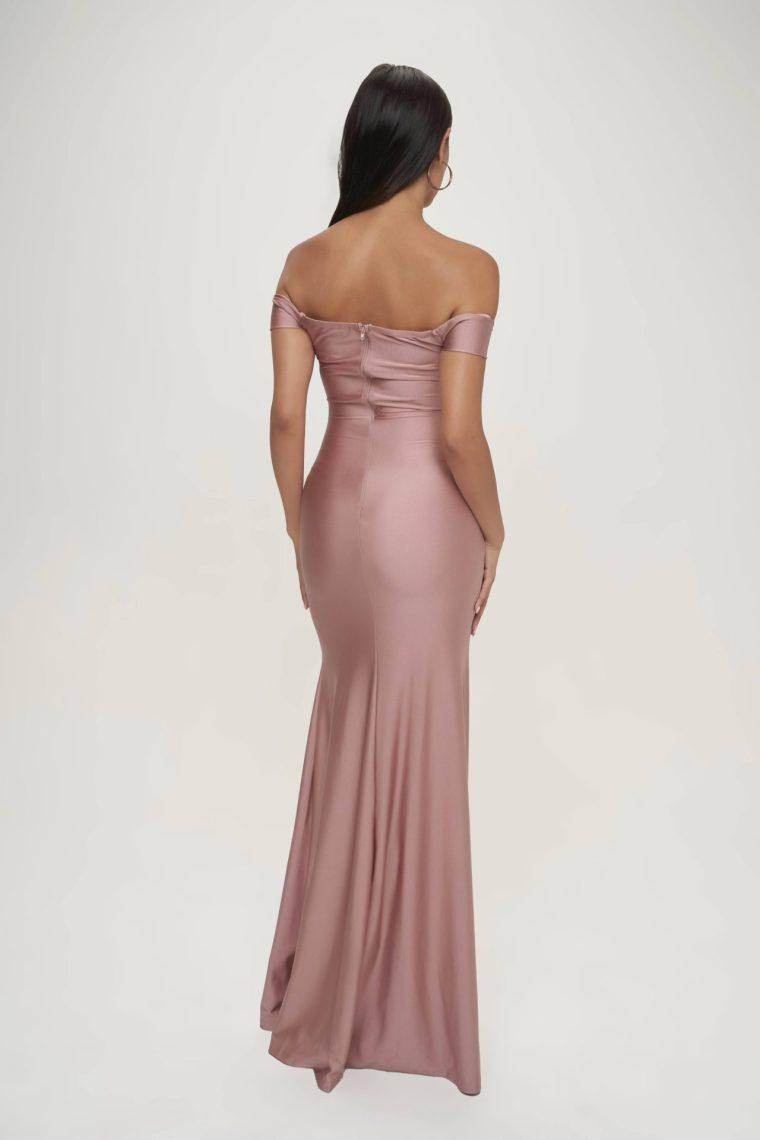 Sheath-Column Sweep-Brush Train Nylon Spandex Dress CS0672