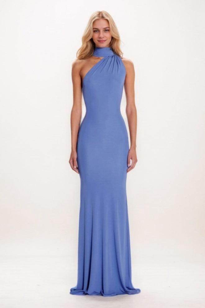 Mermaid Sweep-Brush Train Knitted Fabric Prom Dress CS0697