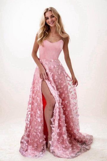 A-Line Sweep-Brush Train Satin Prom Dress CS0710