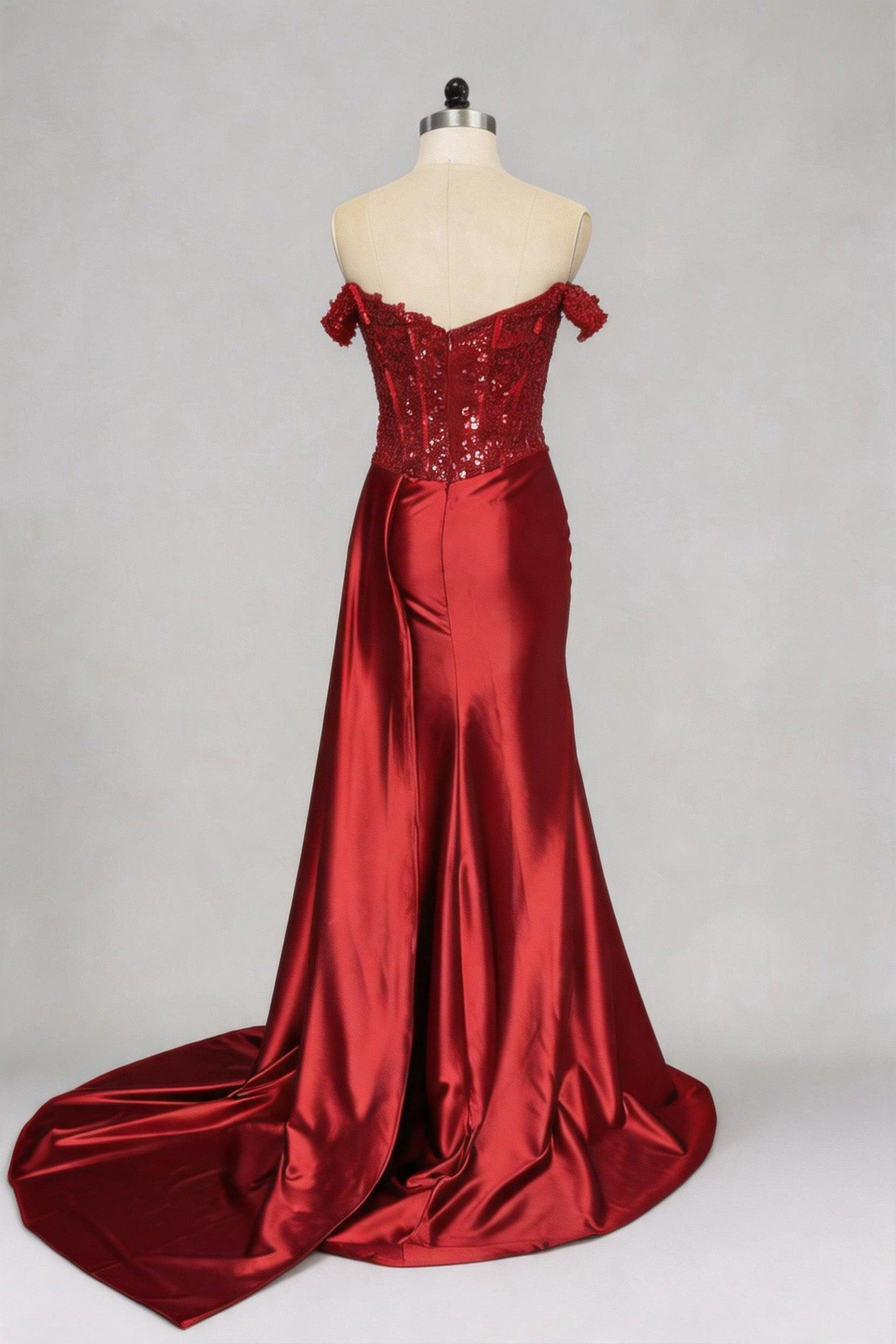 Mermaid Sweep-Brush Train Elastic Silk like Satin Prom Dress CS0714