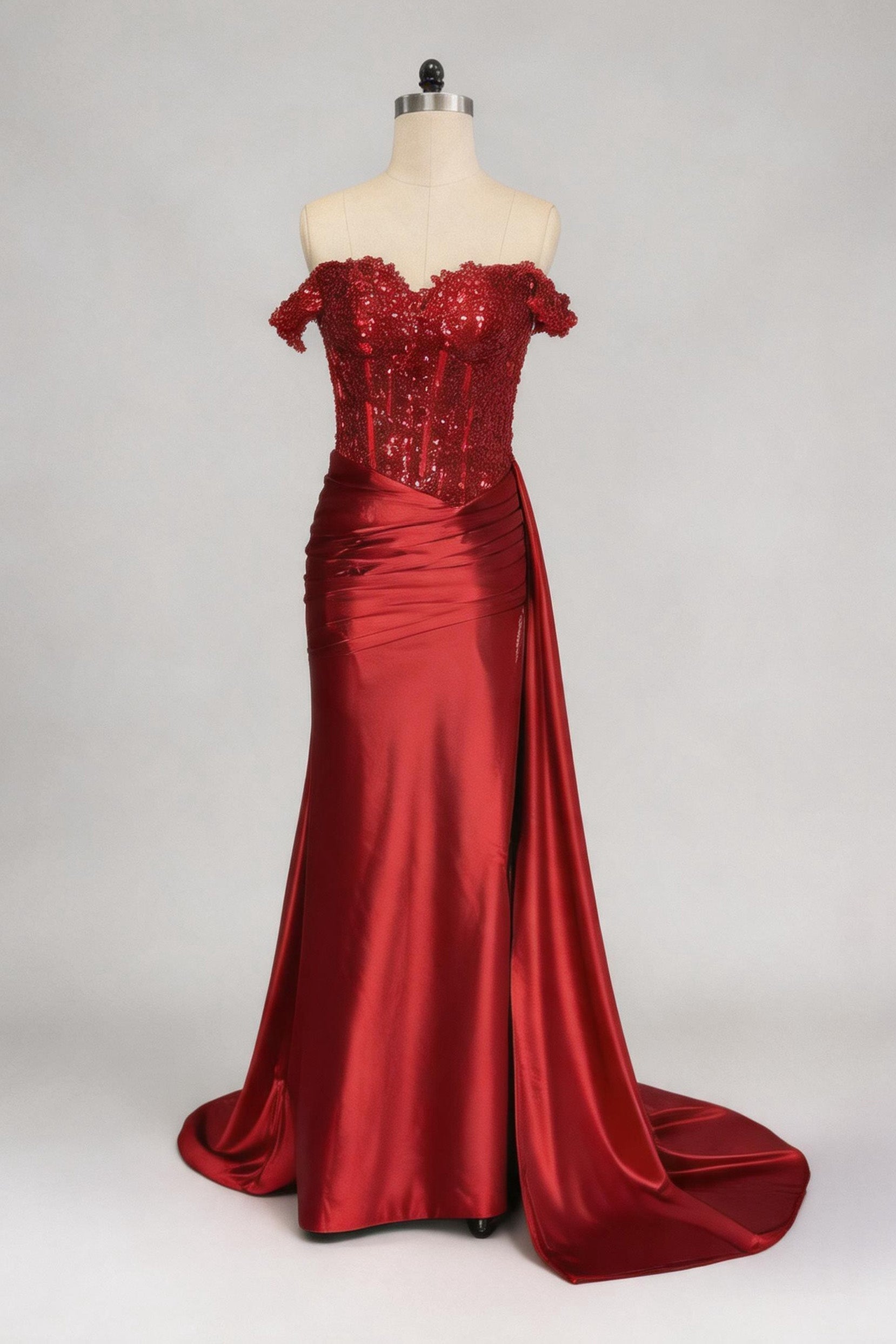 Mermaid Sweep-Brush Train Elastic Silk like Satin Prom Dress CS0714