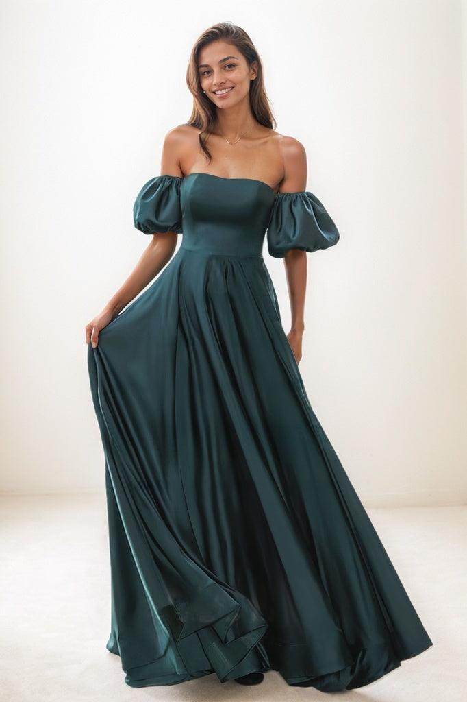 Off-Shoulder A-Line Floor-Length Prom Dresses CS0800