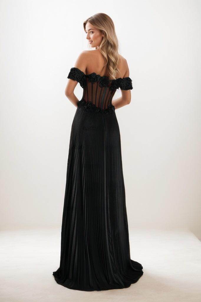 Off The Shoulder High Split Sweep Train Prom Dresses CS0812