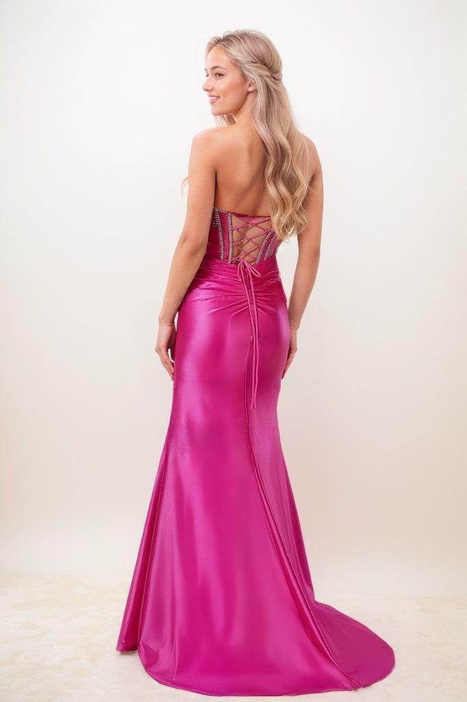 Sparkle Bow Accented Sweetheart Charmeuse Prom Dresses CS0832