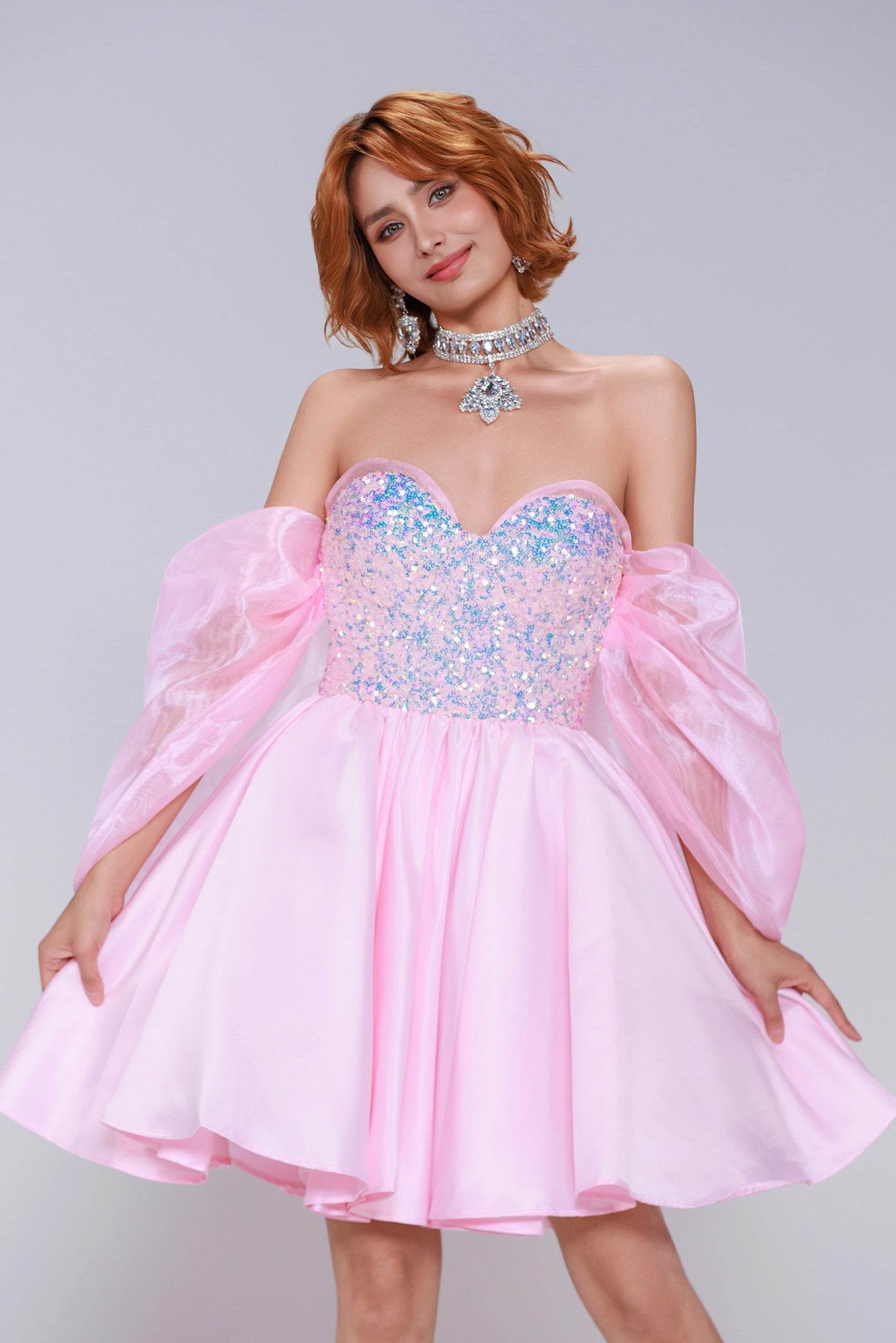 Princess Mini Satin Homecoming Dress CS0945