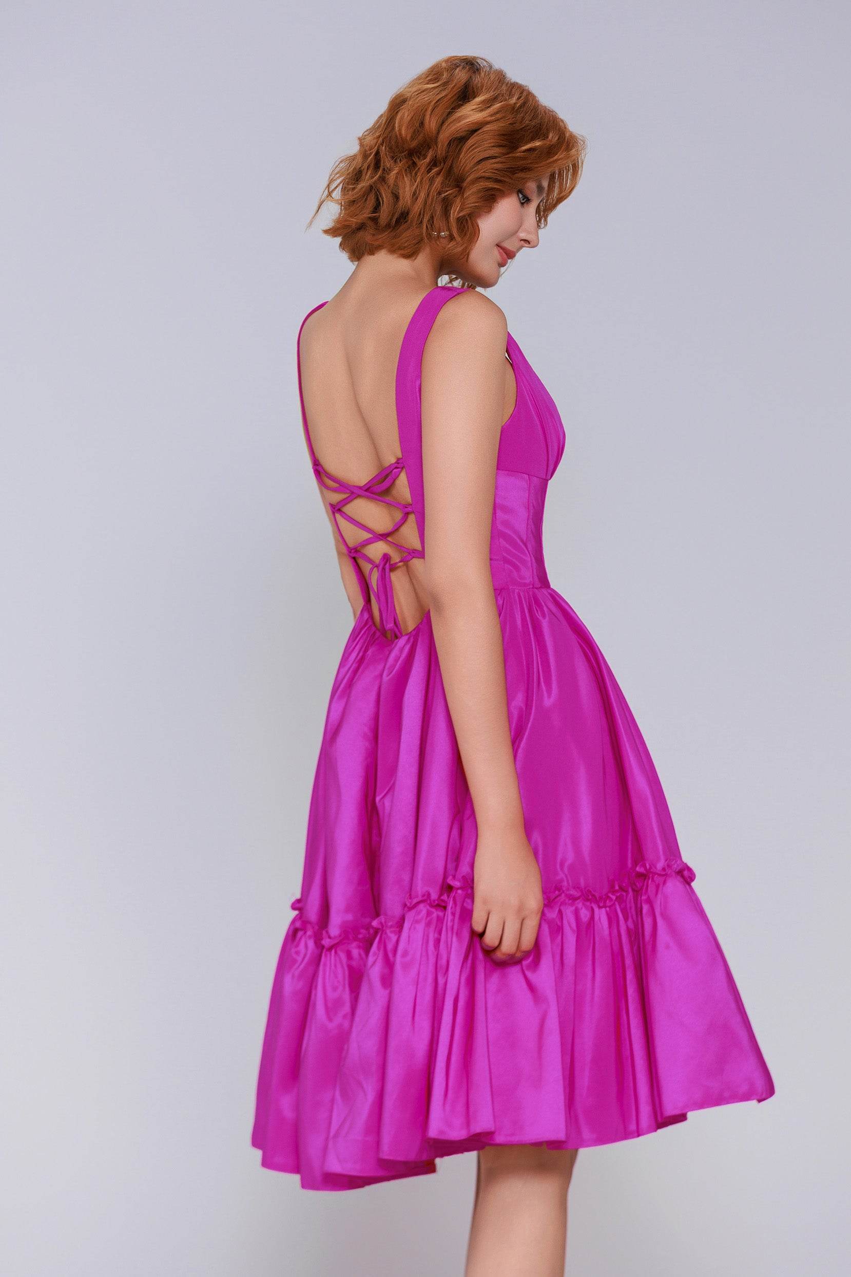 A-Line Mini Taffeta Homecoming Dress CS0952