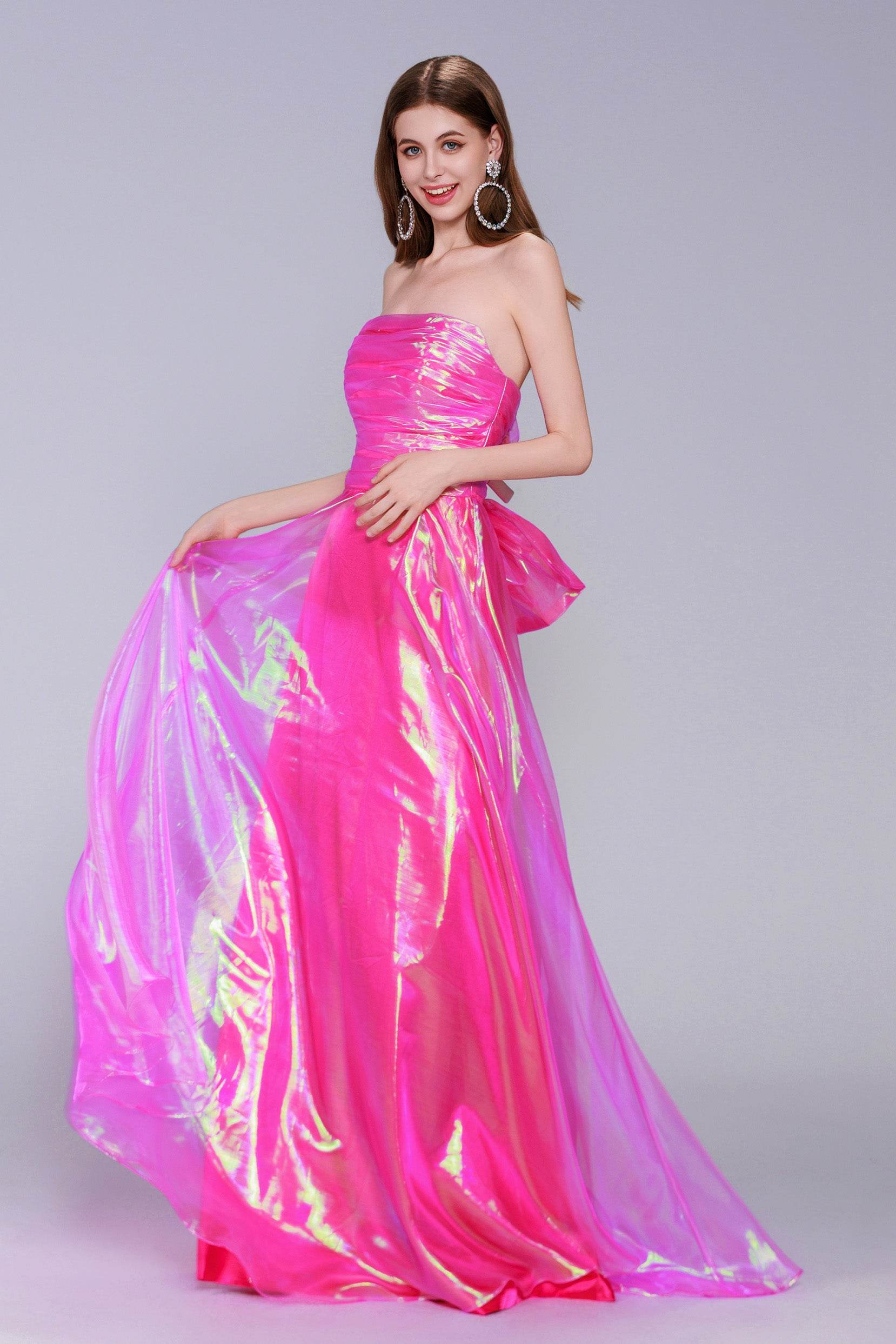 A-Line Sweep-Brush Train Organza Prom Dress CS0954