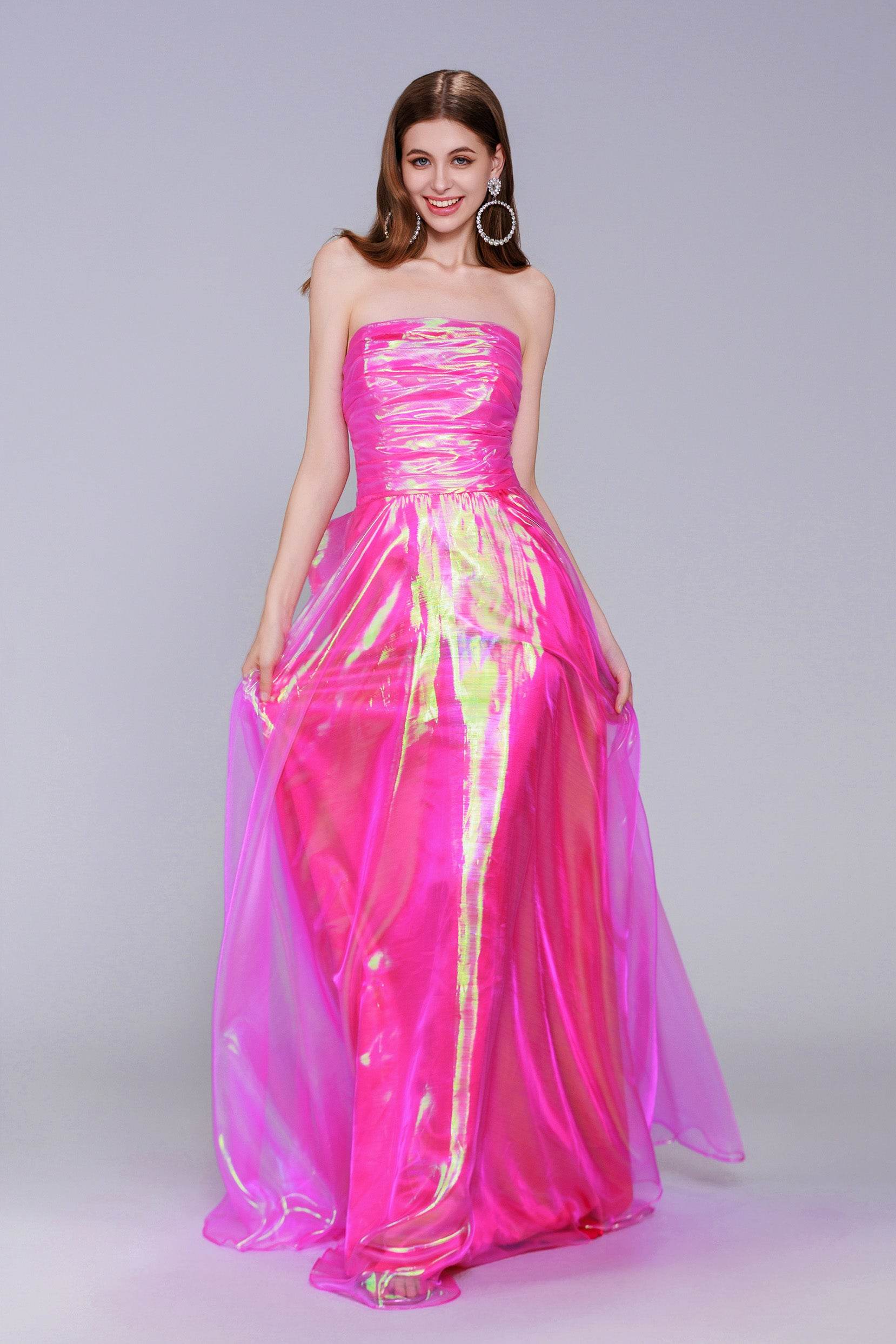 A-Line Sweep-Brush Train Organza Prom Dress CS0954