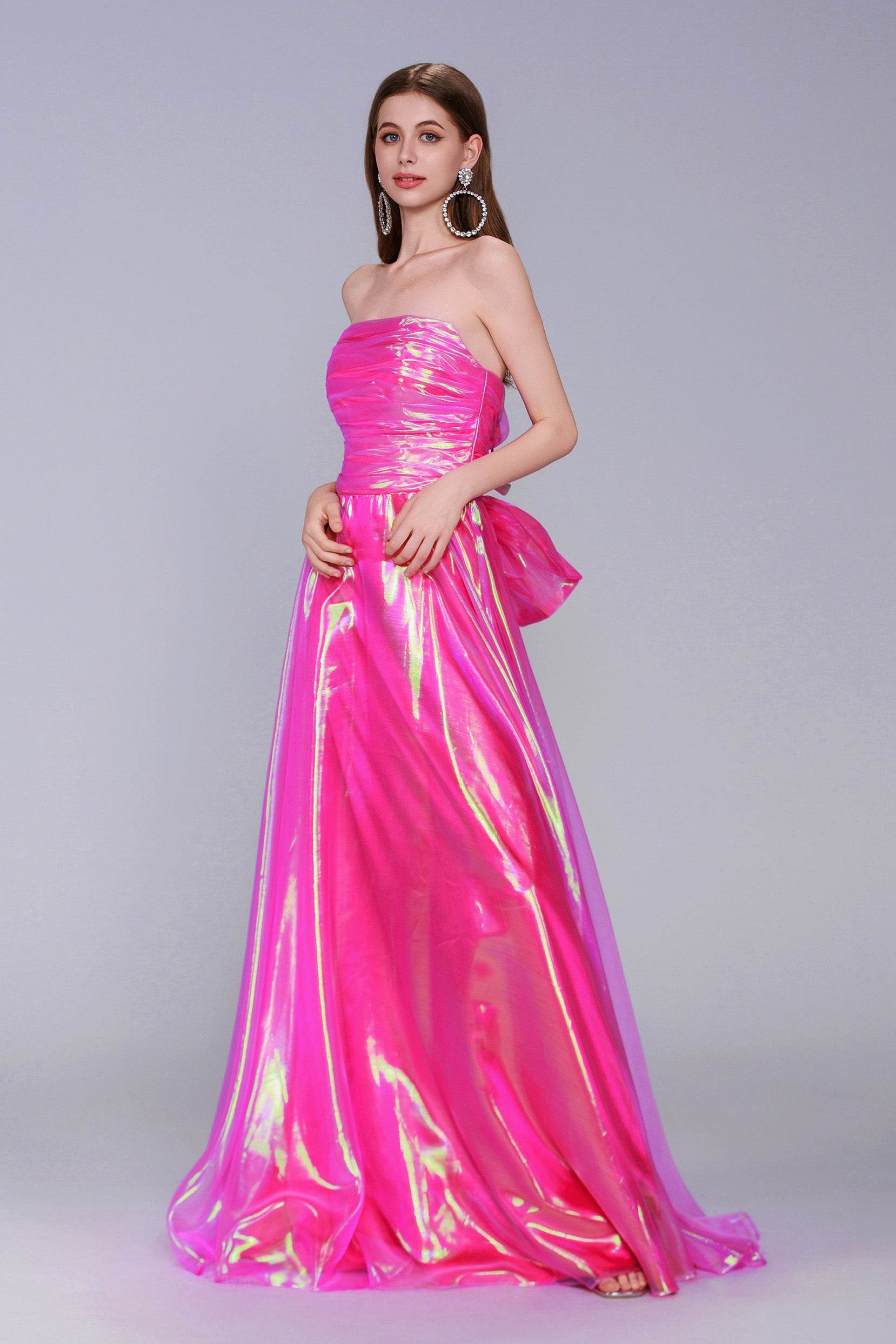 A-Line Sweep-Brush Train Organza Prom Dress CS0954