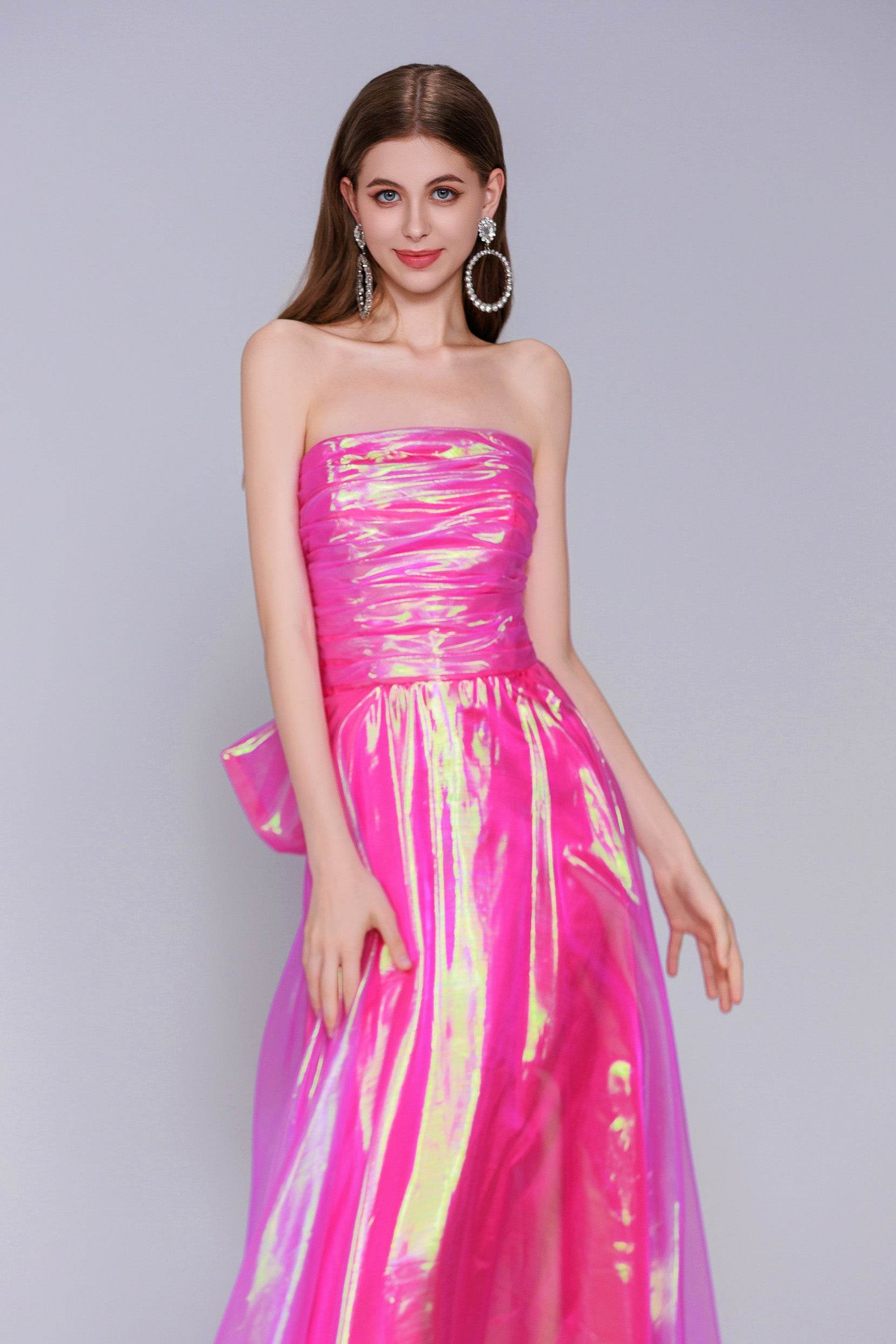 A-Line Sweep-Brush Train Organza Prom Dress CS0954