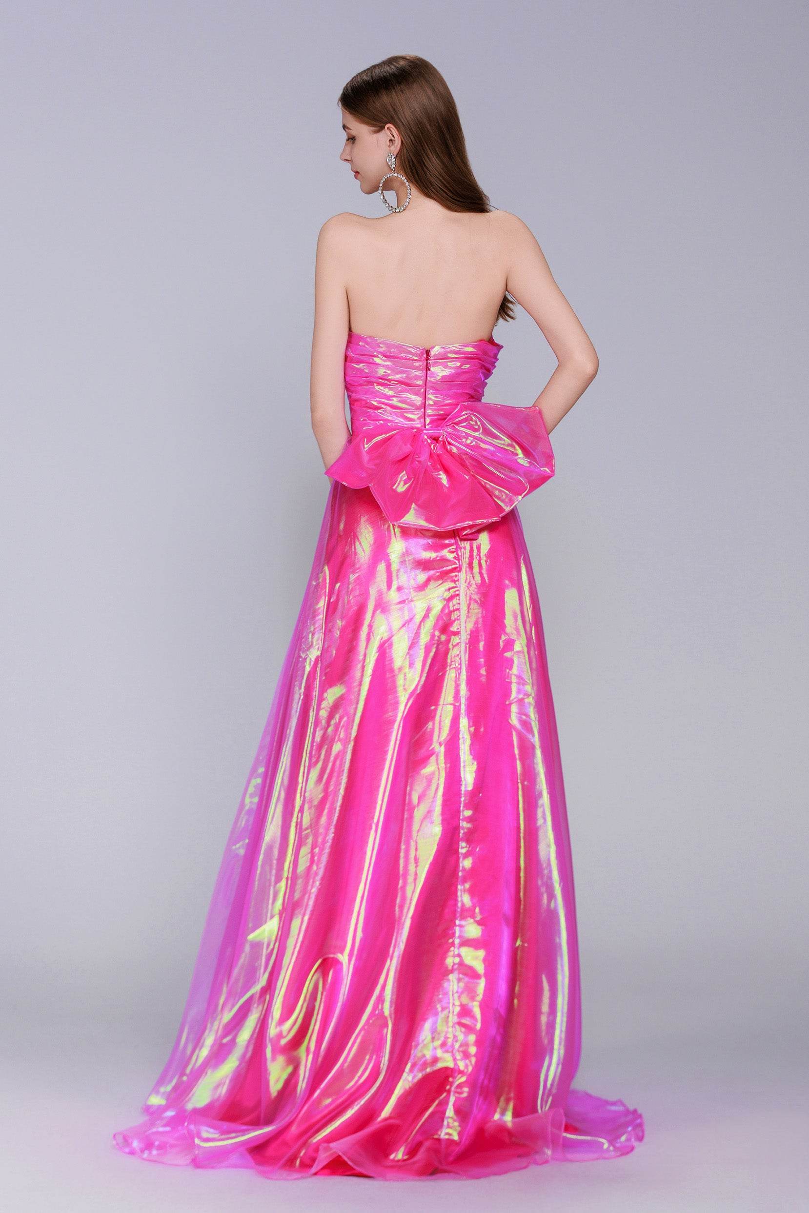 A-Line Sweep-Brush Train Organza Prom Dress CS0954