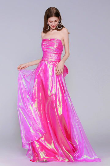 A-Line Sweep-Brush Train Organza Prom Dress CS0954