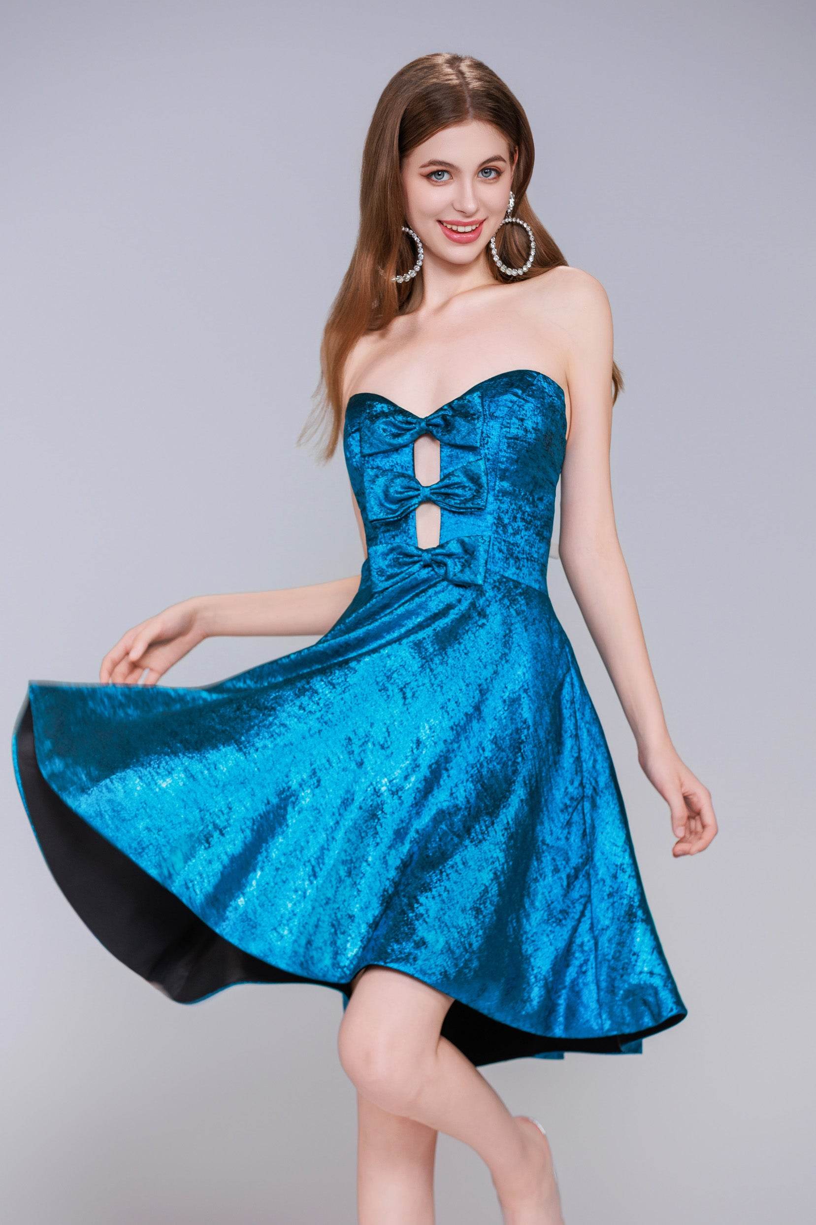 A-Line Mini Metallic Homecoming Dress CS0960