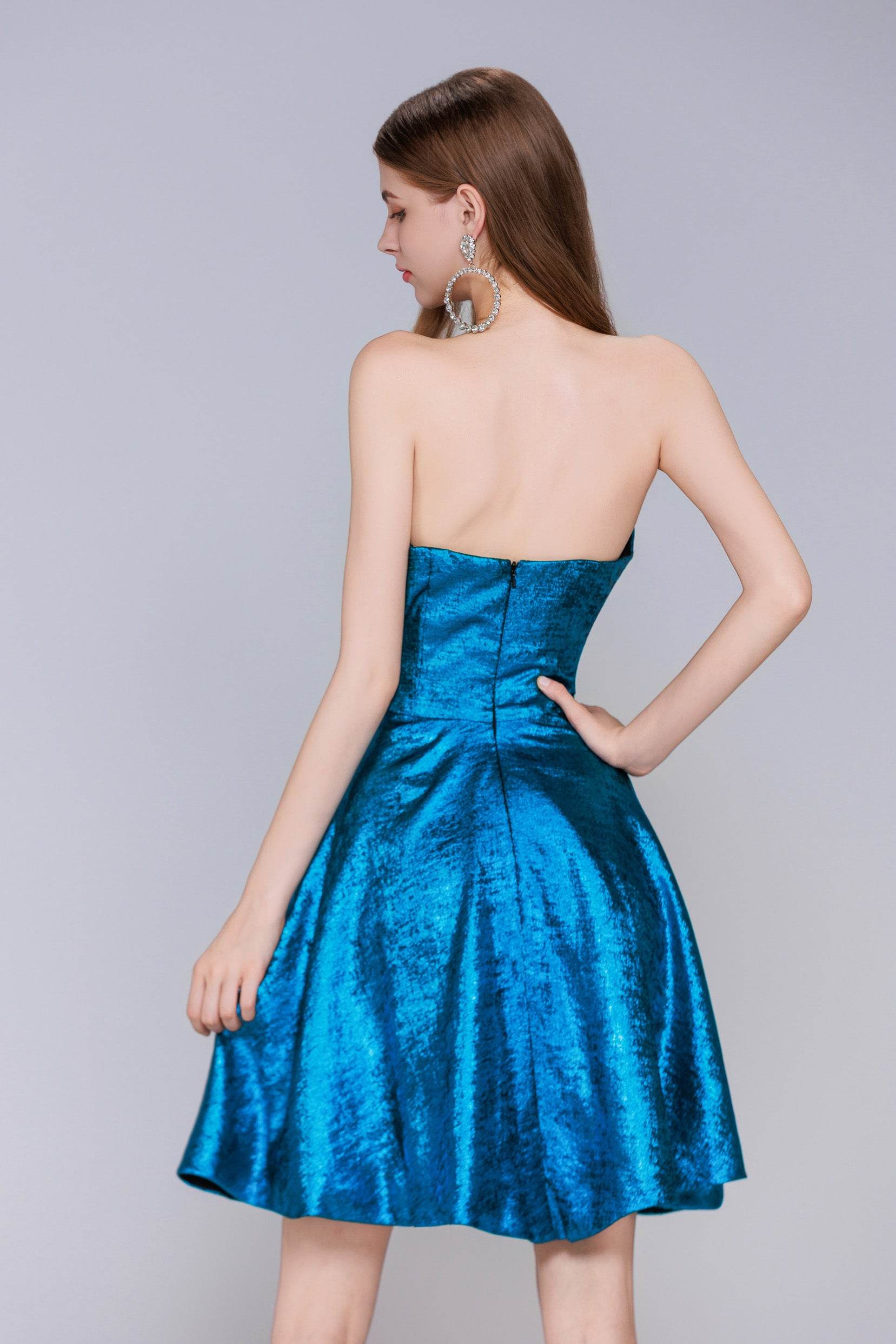A-Line Mini Metallic Homecoming Dress CS0960