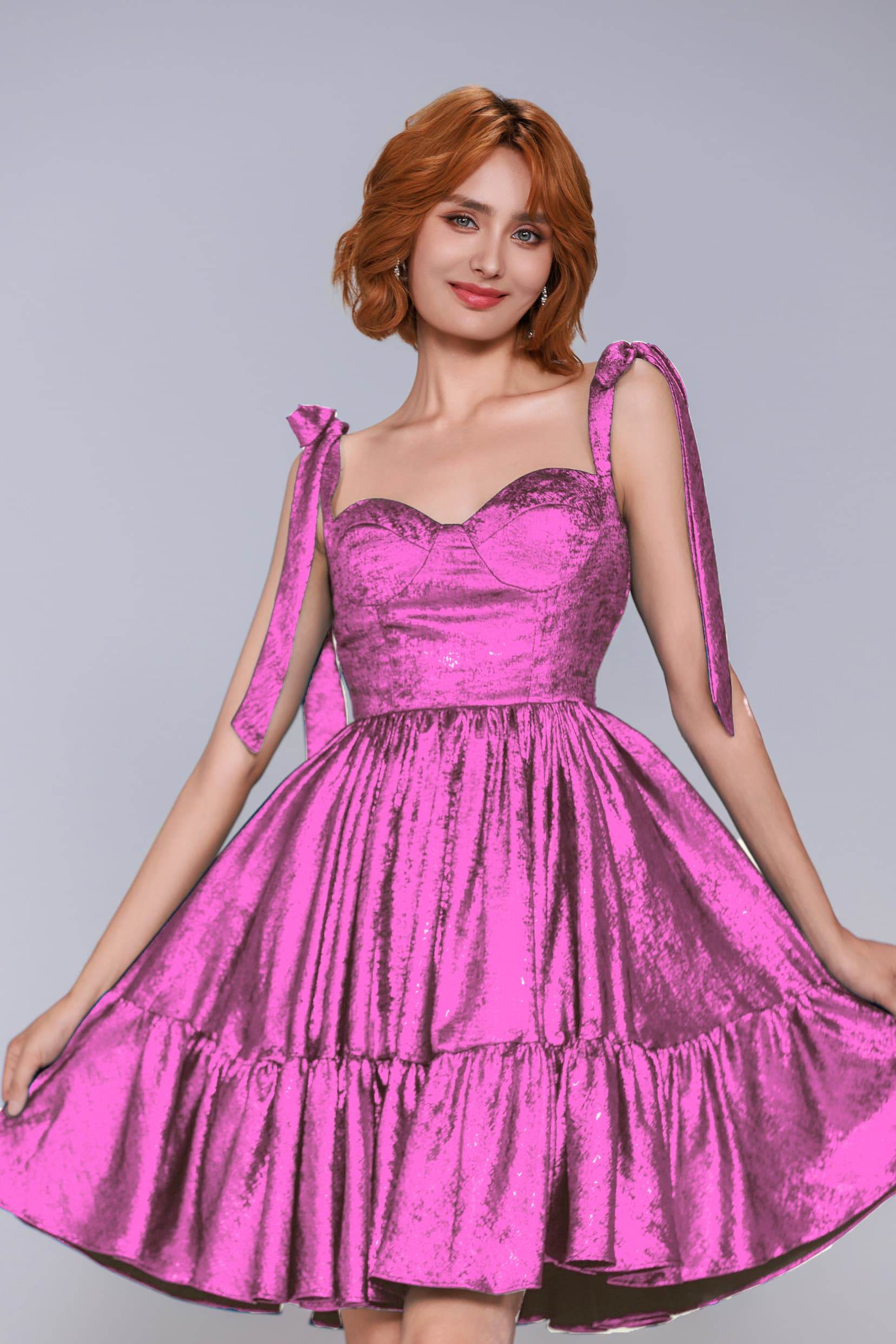 A-Line Mini Metallic Homecoming Dress CS0961