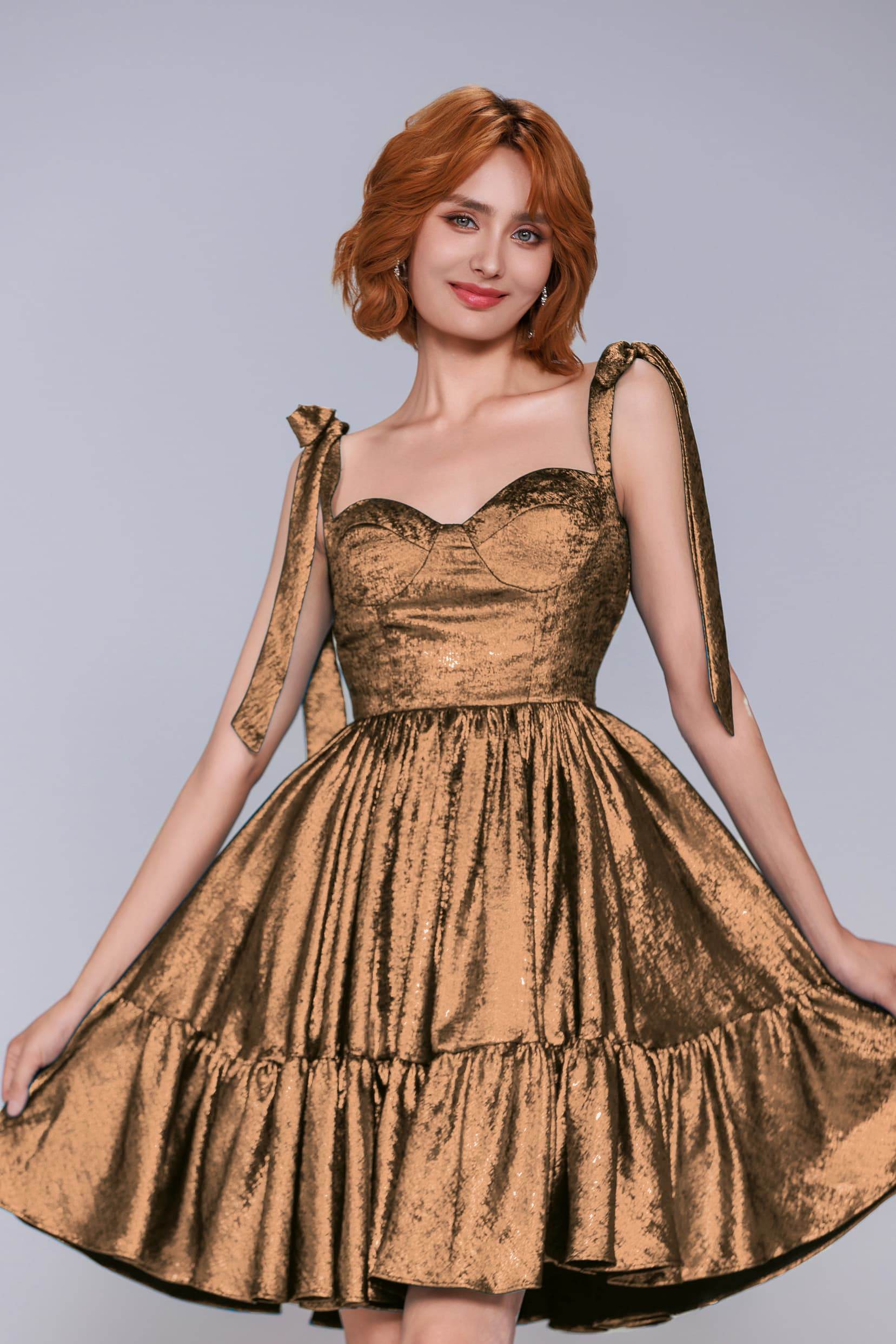 A-Line Mini Metallic Homecoming Dress CS0961