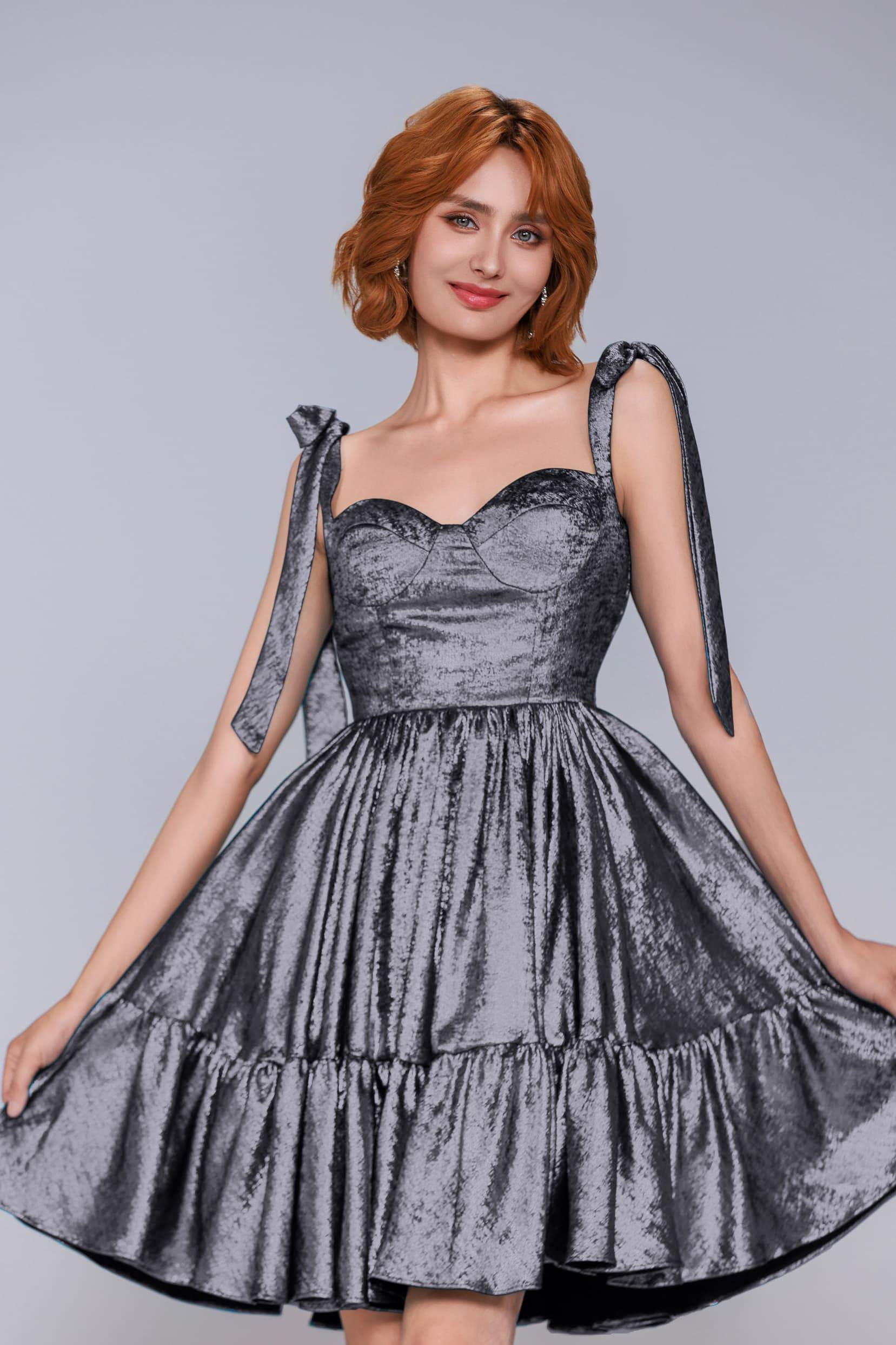 A-Line Mini Metallic Homecoming Dress CS0961