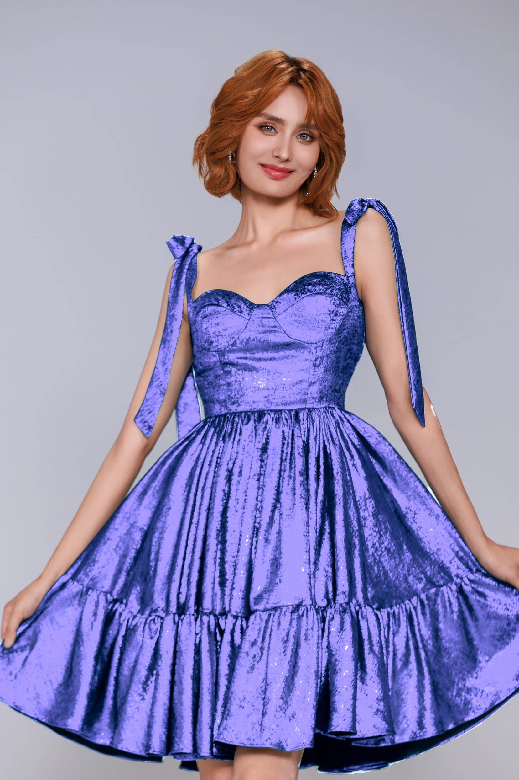 A-Line Mini Metallic Homecoming Dress CS0961