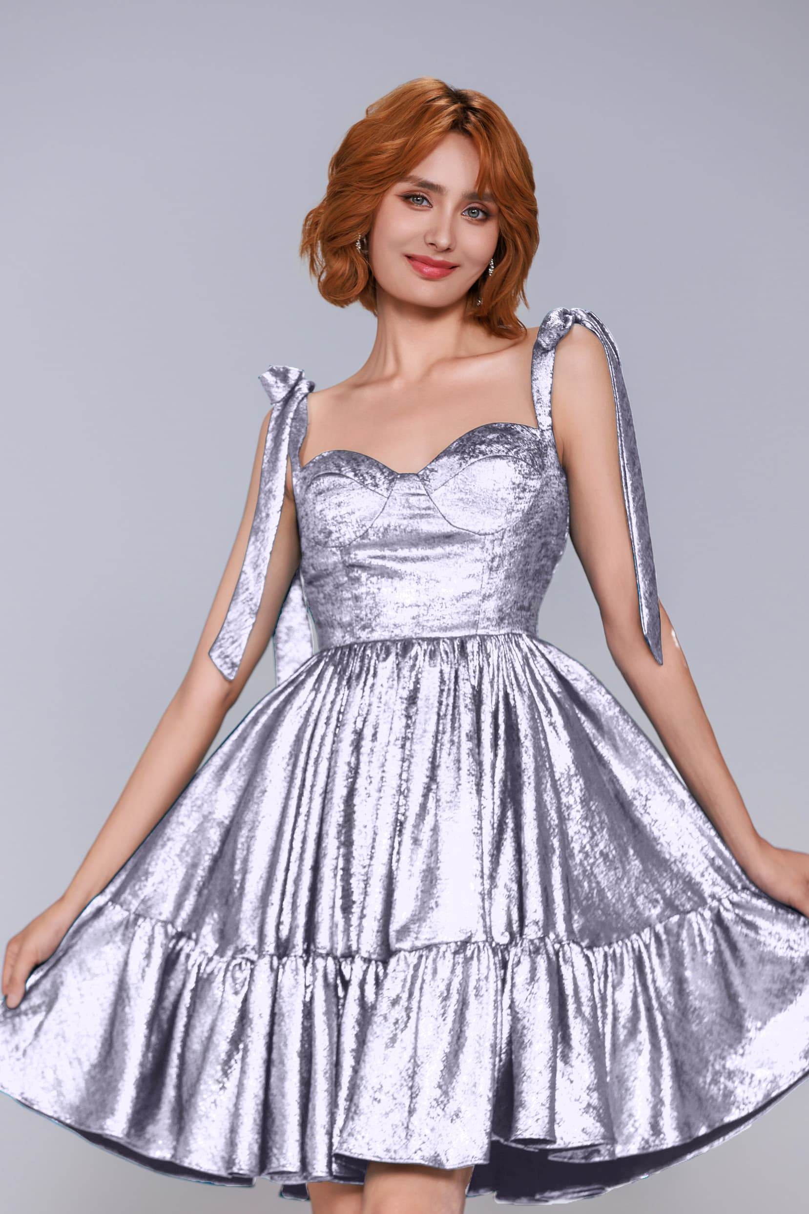 A-Line Mini Metallic Homecoming Dress CS0961