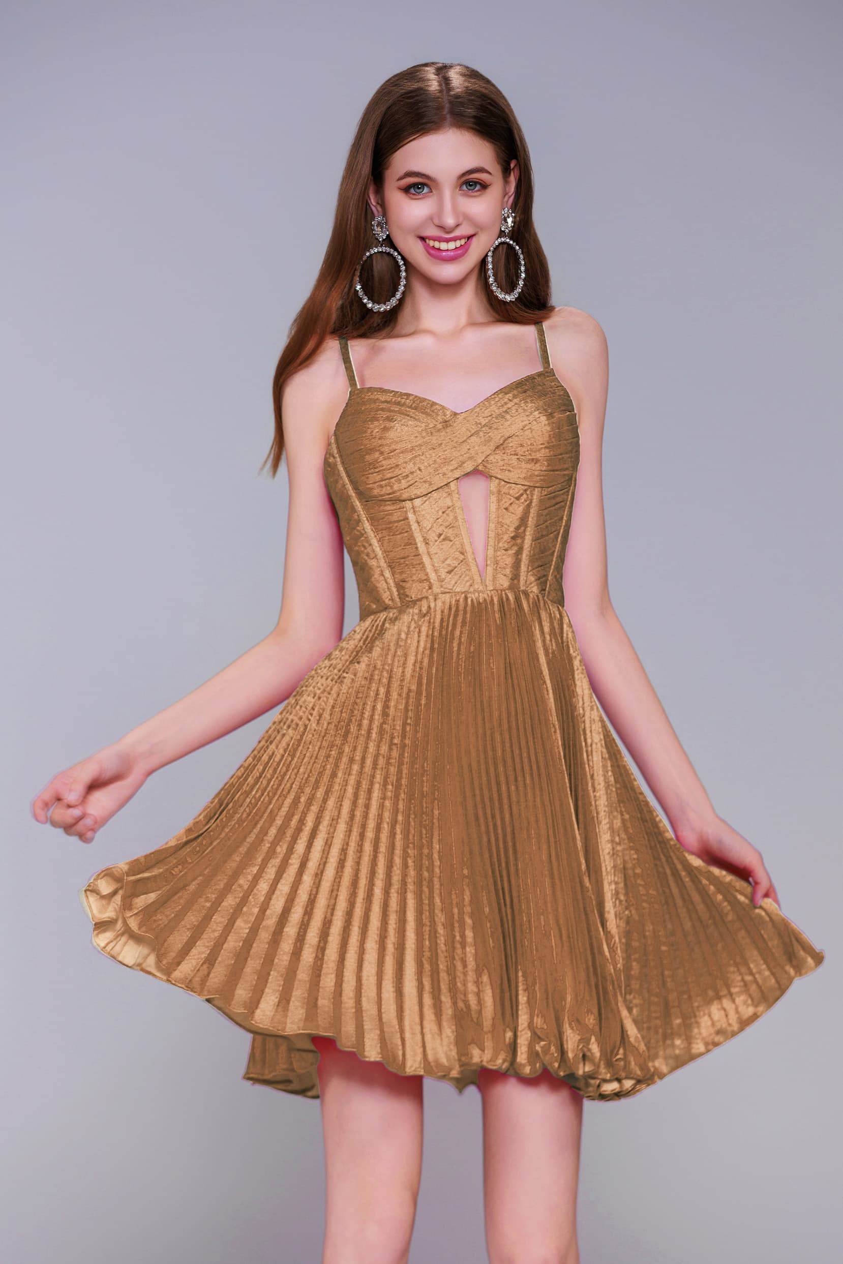 A-Line Mini Metallic Homecoming Dress CS0962