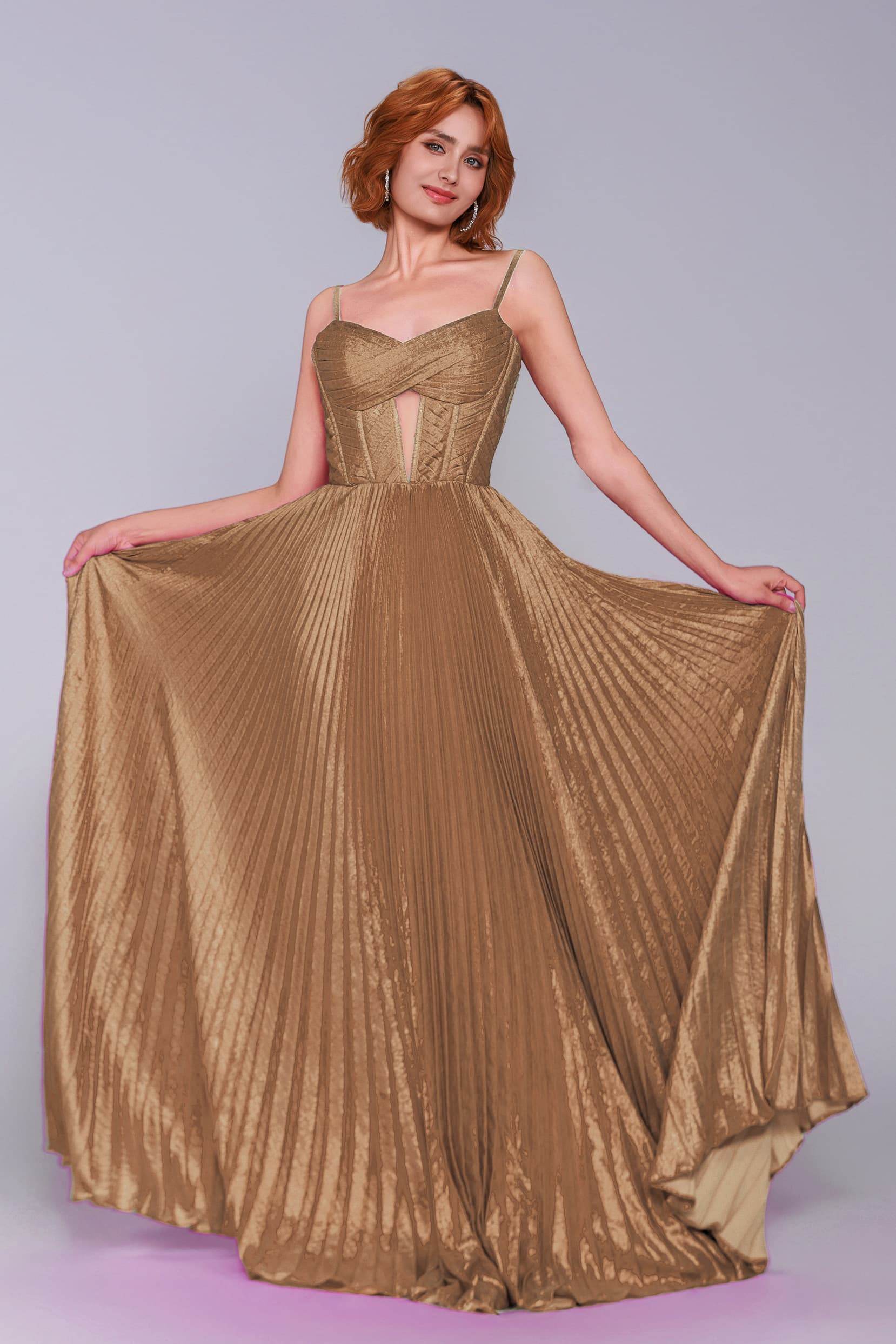 A-Line Maxi Metallic Prom Dress CS0963