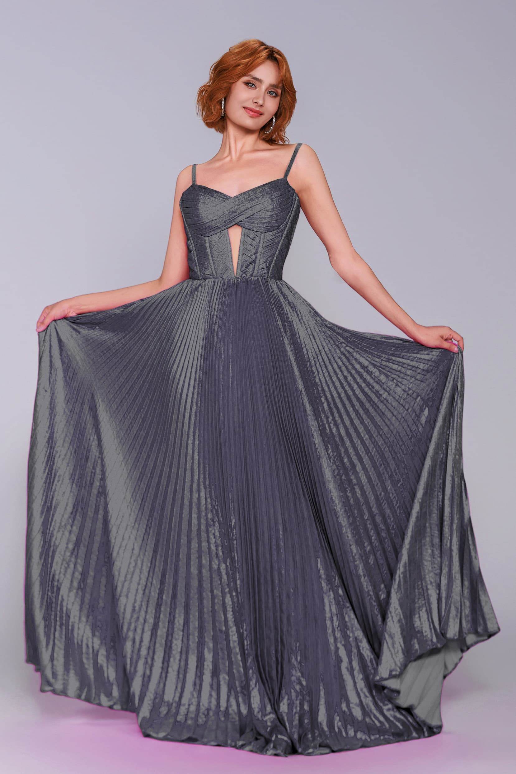 A-Line Maxi Metallic Prom Dress CS0963