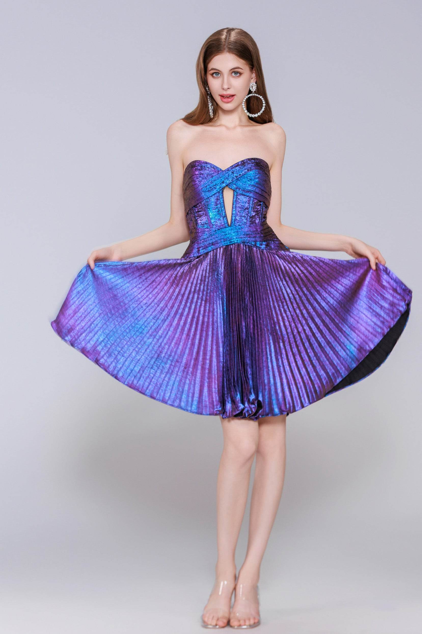 A-Line Mini Metallic Homecoming Dress CS0965